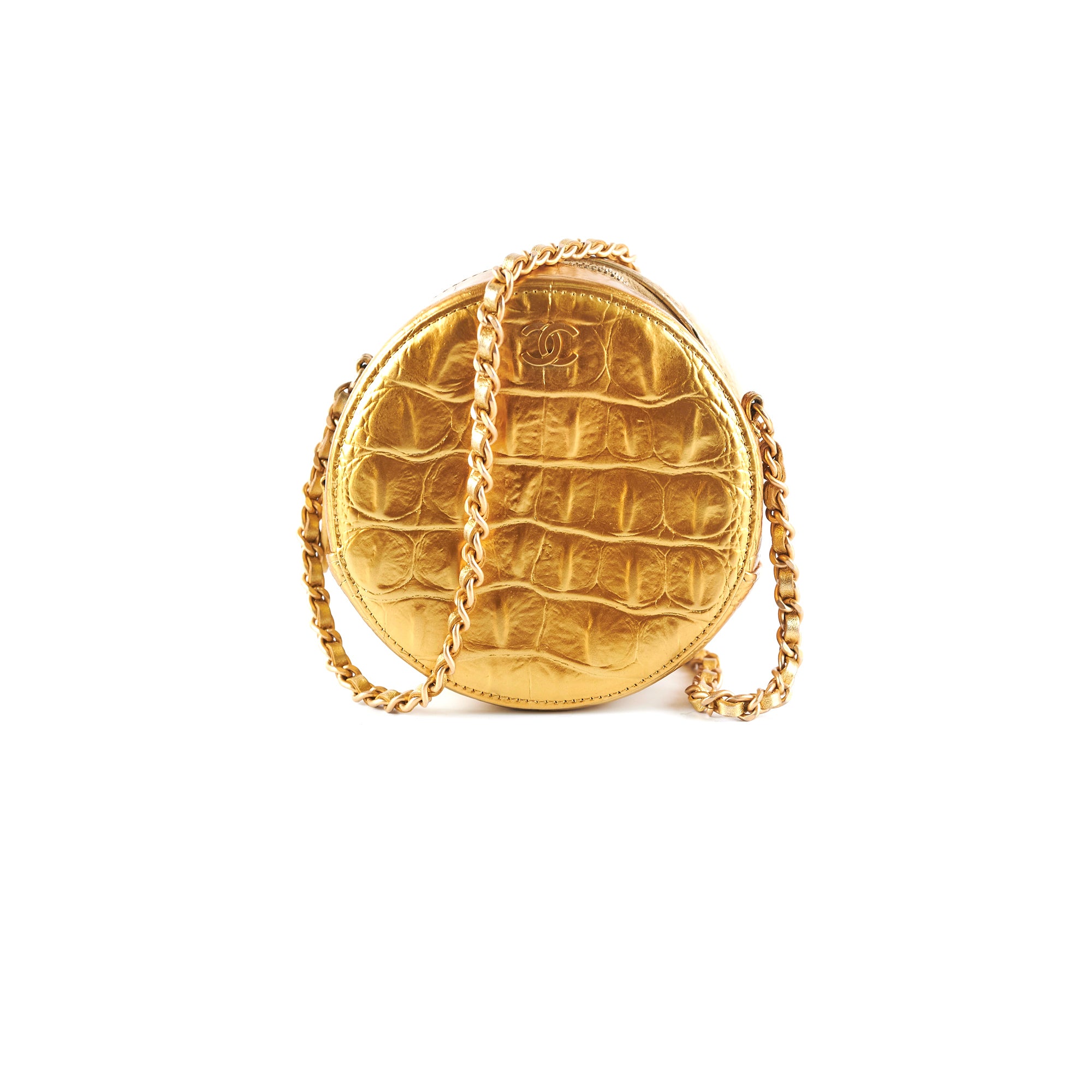 Chanel Round Crossbody Bag Gold - Luxury Designer Shoulder Purse for Women | Perfect for Evening Parties, Date Nights & Special Occasions