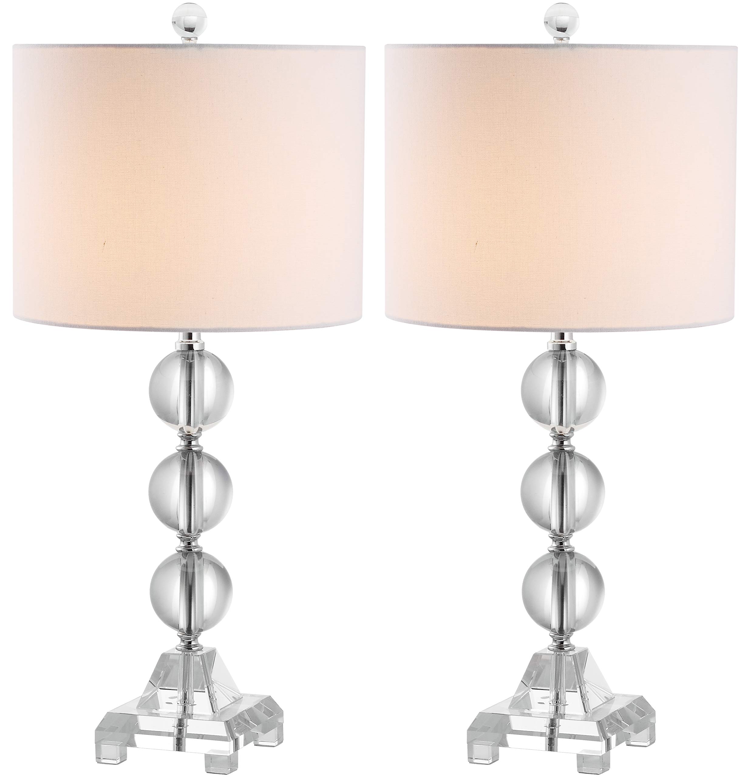 SAFAVIEH Fiona Crystal Stacked Ball Table Lamp Set of 2 - 24 Inch Modern LED Bedside Lamp for Bedroom, Living Room & Office (Bulbs Included) | Elegant Nightstand Lighting for Home Decor & Reading