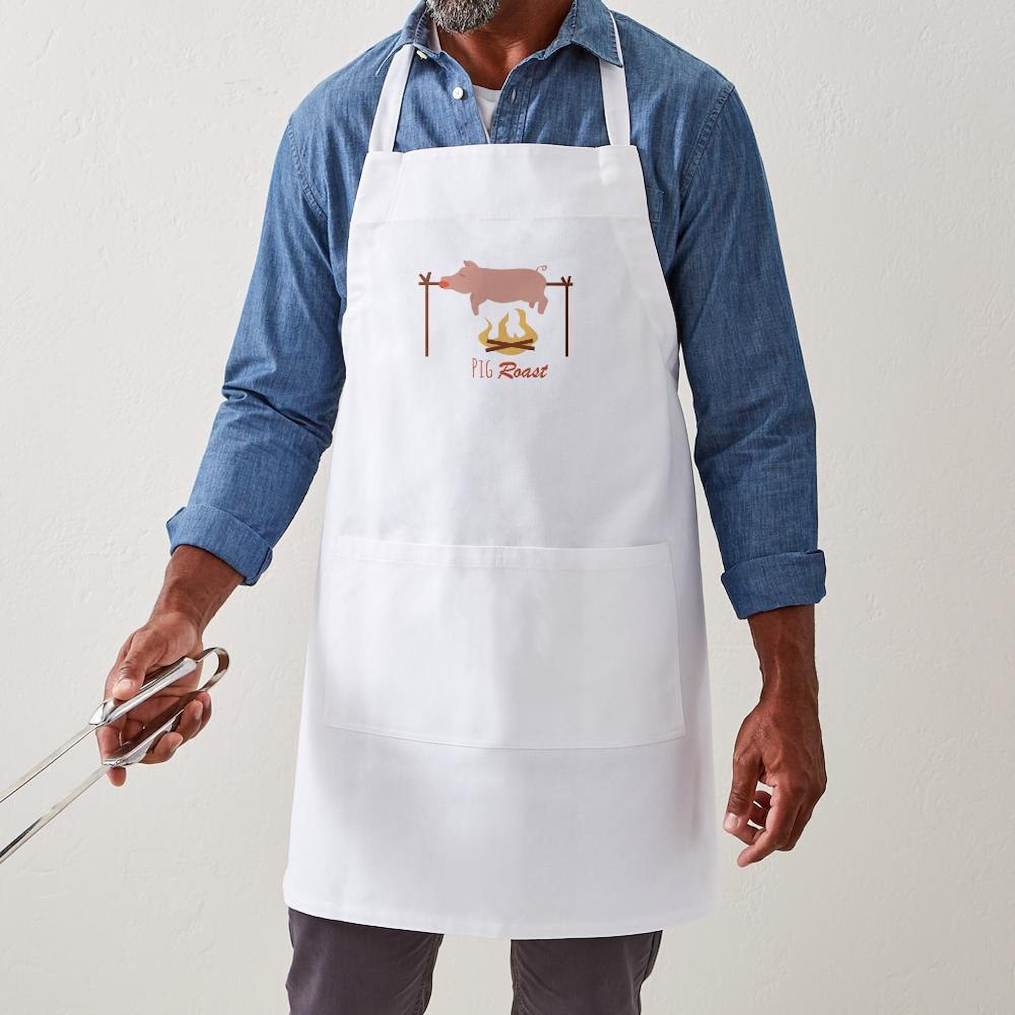 Pig Roast Kitchen Apron with Pockets - BBQ Grilling & Baking Apron for Men & Women - Perfect for Outdoor Cooking, Backyard Parties & Holiday Gatherings