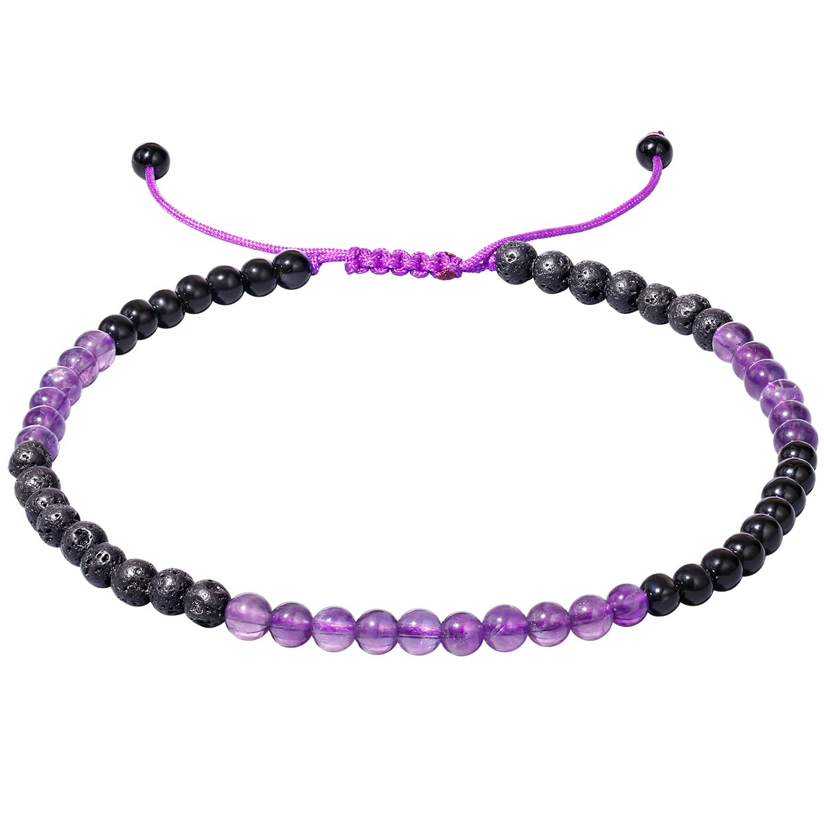 Jewever Women's Anklet Bracelet with Tiger Eye, Lava Rock & Black Obsidian Healing Crystals - Good Luck Gemstone Essential Oil Diffuser Jewelry for Yoga, Meditation & Spiritual Healing