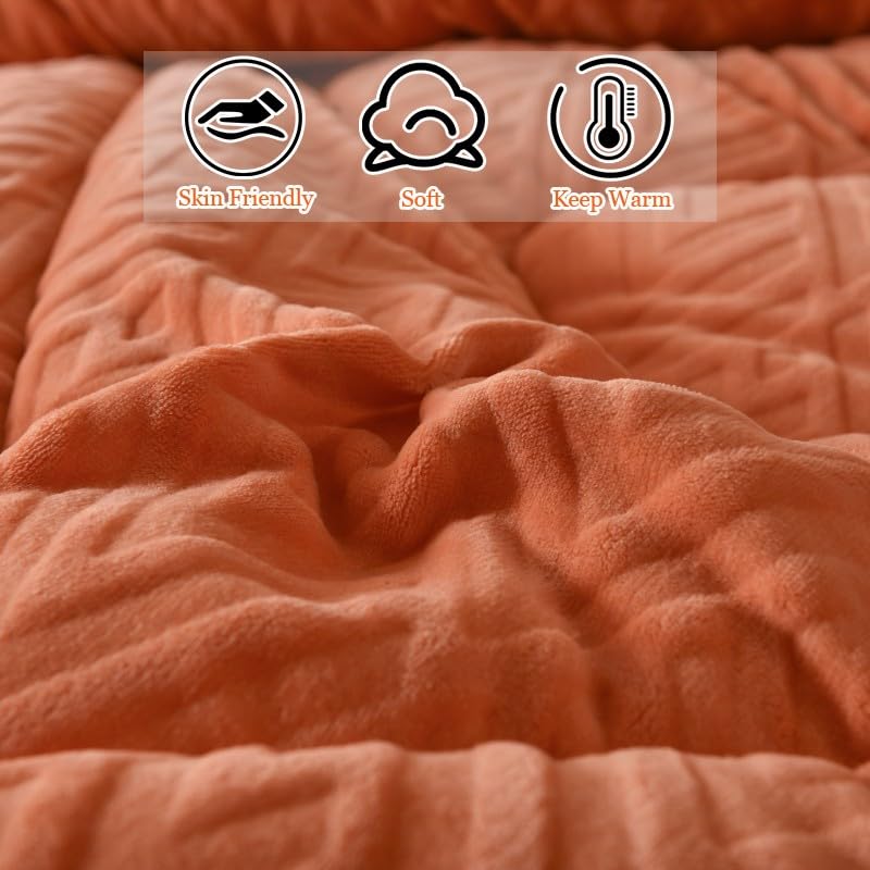 King Size Sherpa Quilt - Ultra Warm Thickened Lambswool Comforter with Double Sided Fluffy Fleece - Winter Bedding Blanket 220x240cm (5.0kg) for Cozy Bedroom, Guest Room & Cabin Retreats