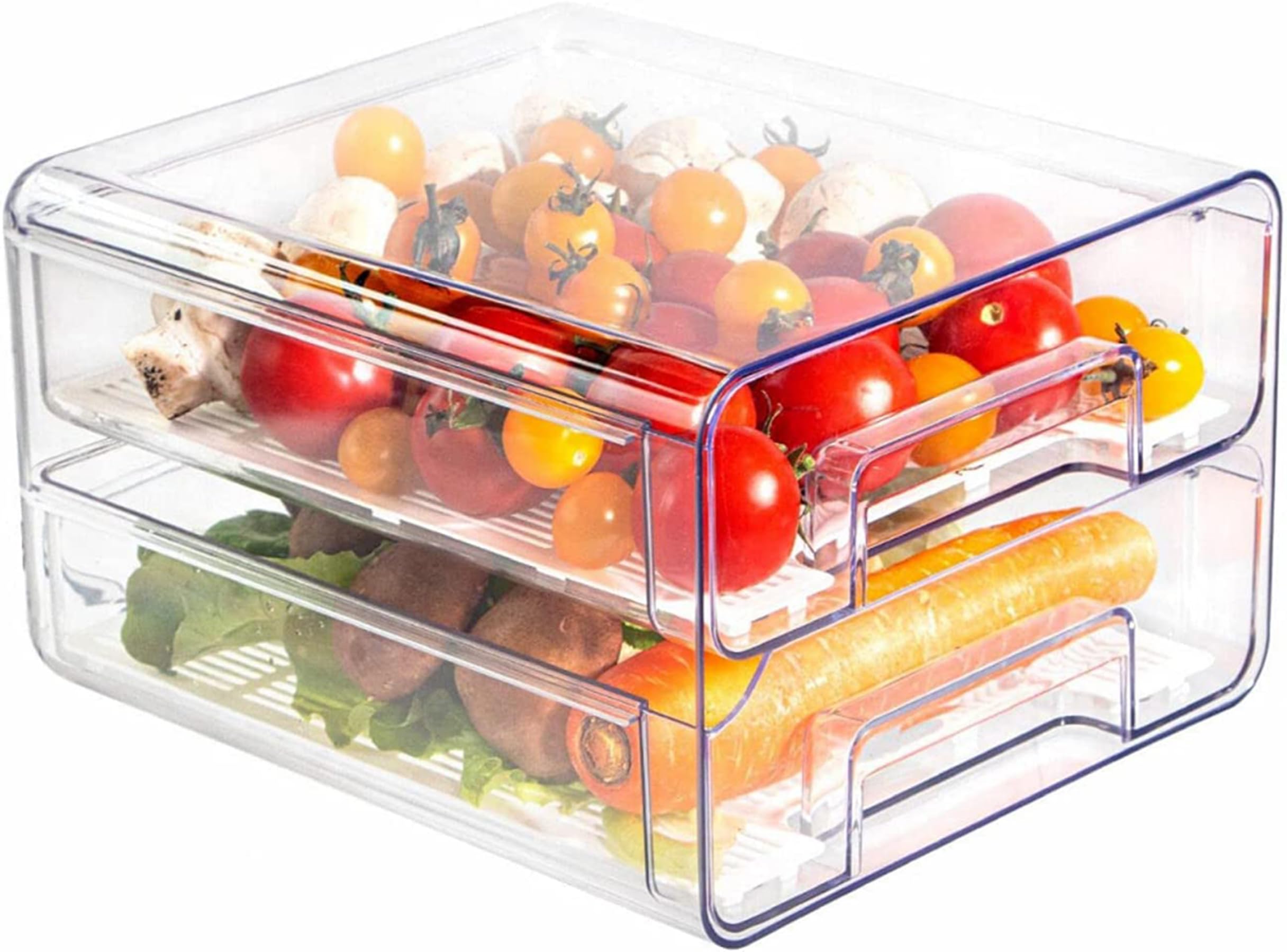 MosQuick® 2-Pack Stackable Refrigerator Drawers - 4.5L Fridge Organizer for Vegetables, Fruits & Food Storage | BPA-Free Kitchen Containers for Freshness | Perfect for Meal Prep & Leftovers