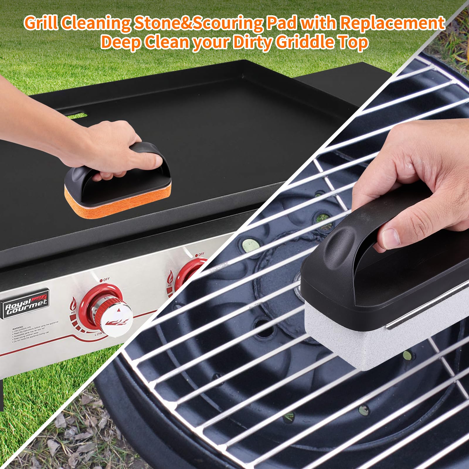 **Blackstone Griddle Cleaning Kit - Heavy Duty Grill Brush Set with Scraper, Scouring Pads & Cleaning Brick for Flat Top Grills - Perfect for Outdoor BBQ, Camping & Backyard Cooking**