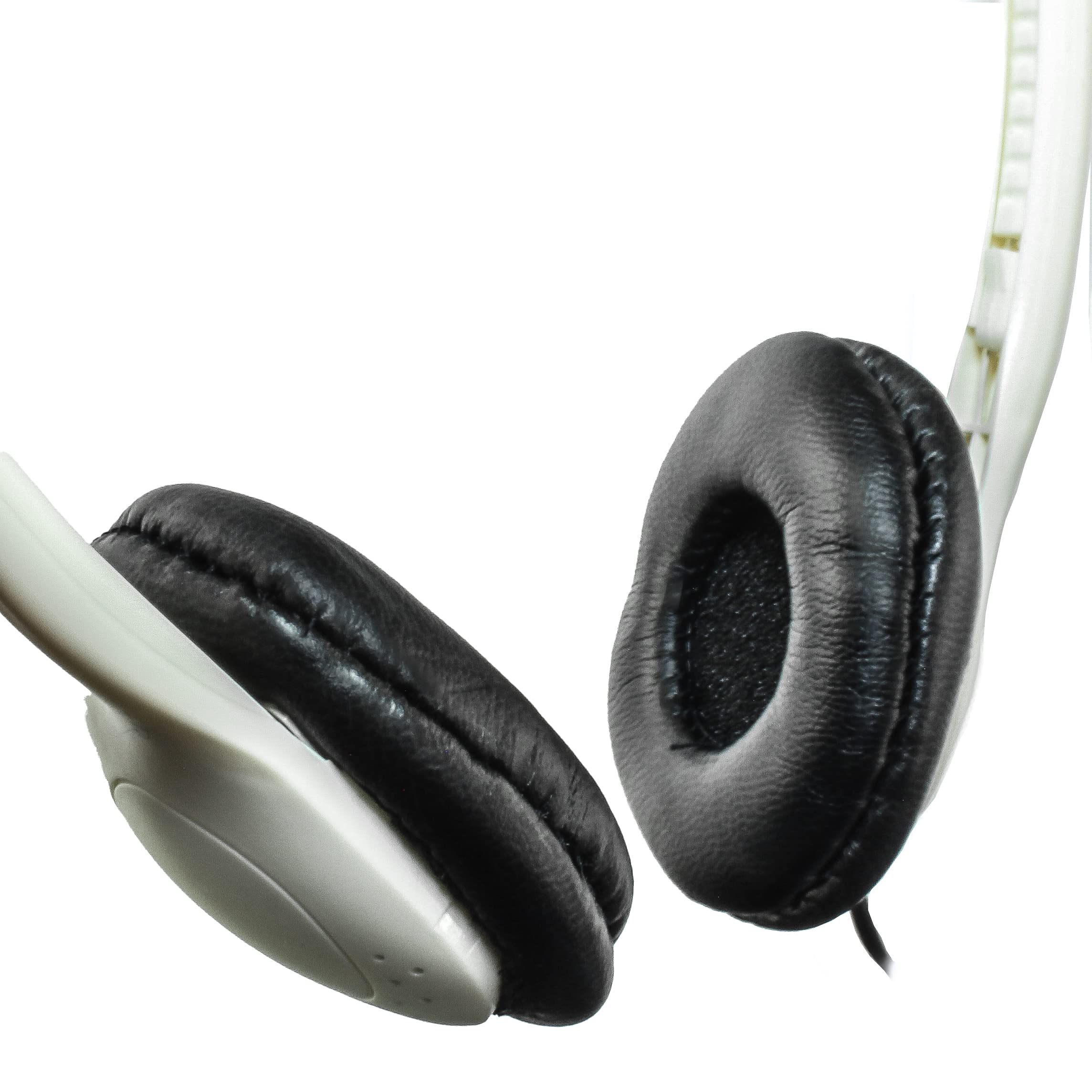 Soundnetic SN401 Classroom Stereo Headphones - 50 Pack Bulk Headphones with Leatherette Earpads, 3.5mm Plug, Noise Isolation for School, Library & Online Learning (White)