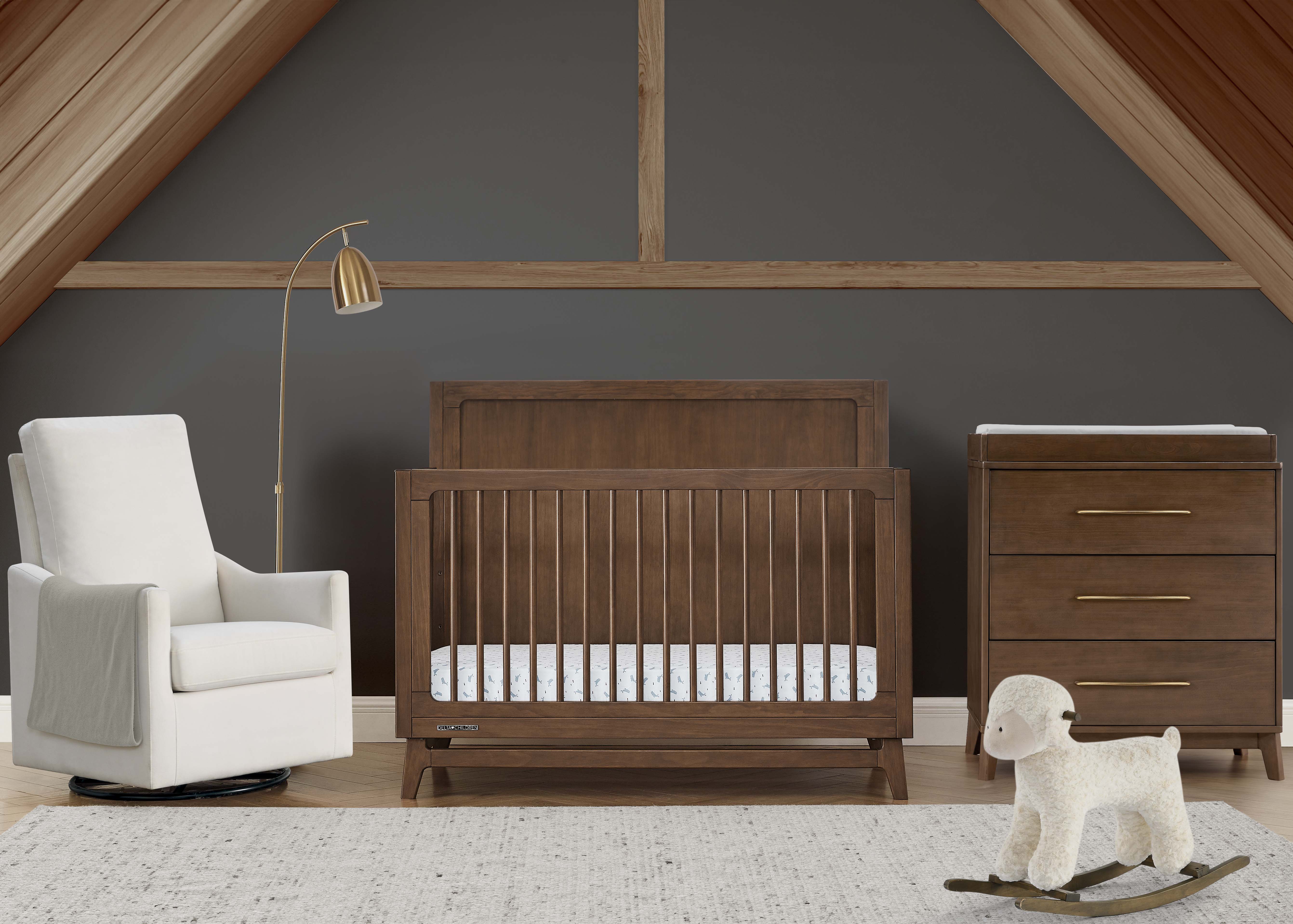 Convertible 6-in-1 Baby Crib by Spencer - Nursery Furniture That Grows with Your Child from Newborn to Toddler Bed