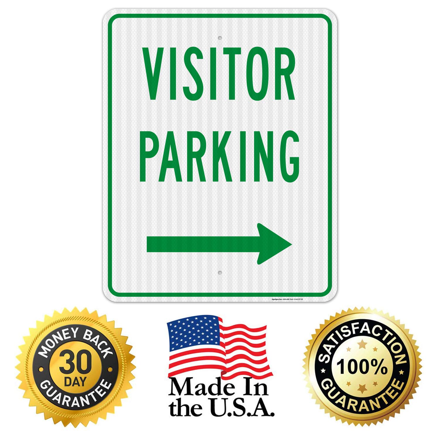 3M EGP Reflective Right Side Visitor Parking Sign - 24x30 Inches, .080 Aluminum, Fade Resistant & Easy Mounting - Perfect for Driveways, Parking Lots & Commercial Properties (Made in USA)