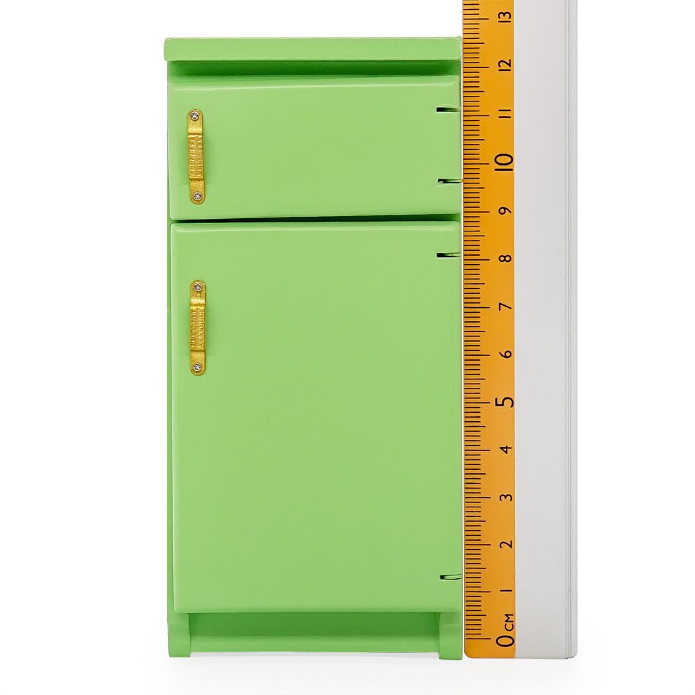 1/12 Scale Miniature Fridge Refrigerator - Green Dollhouse Kitchen Accessory for Model Scenes & DIY Crafts | Perfect for Dollhouse Decor, Miniature Displays & Collectors