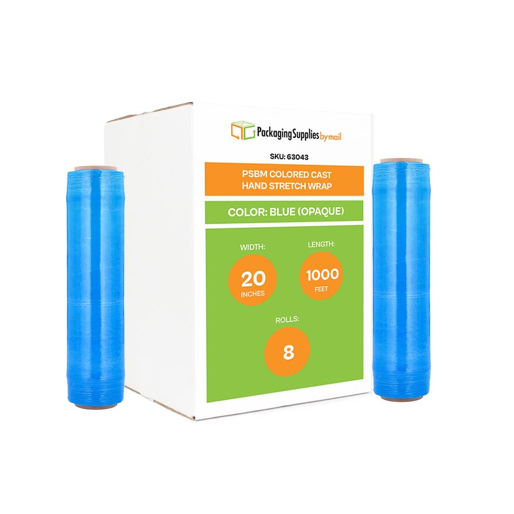 Blue Stretch Wrap for Moving - 8 Pack (20