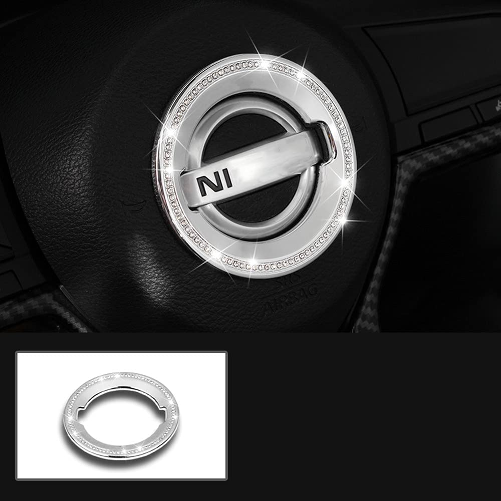 Bling Steering Wheel Emblem Ring for Nissan Sylphy 2020-2021 - Car Interior Rhinestone Accessories for Luxury Upgrade