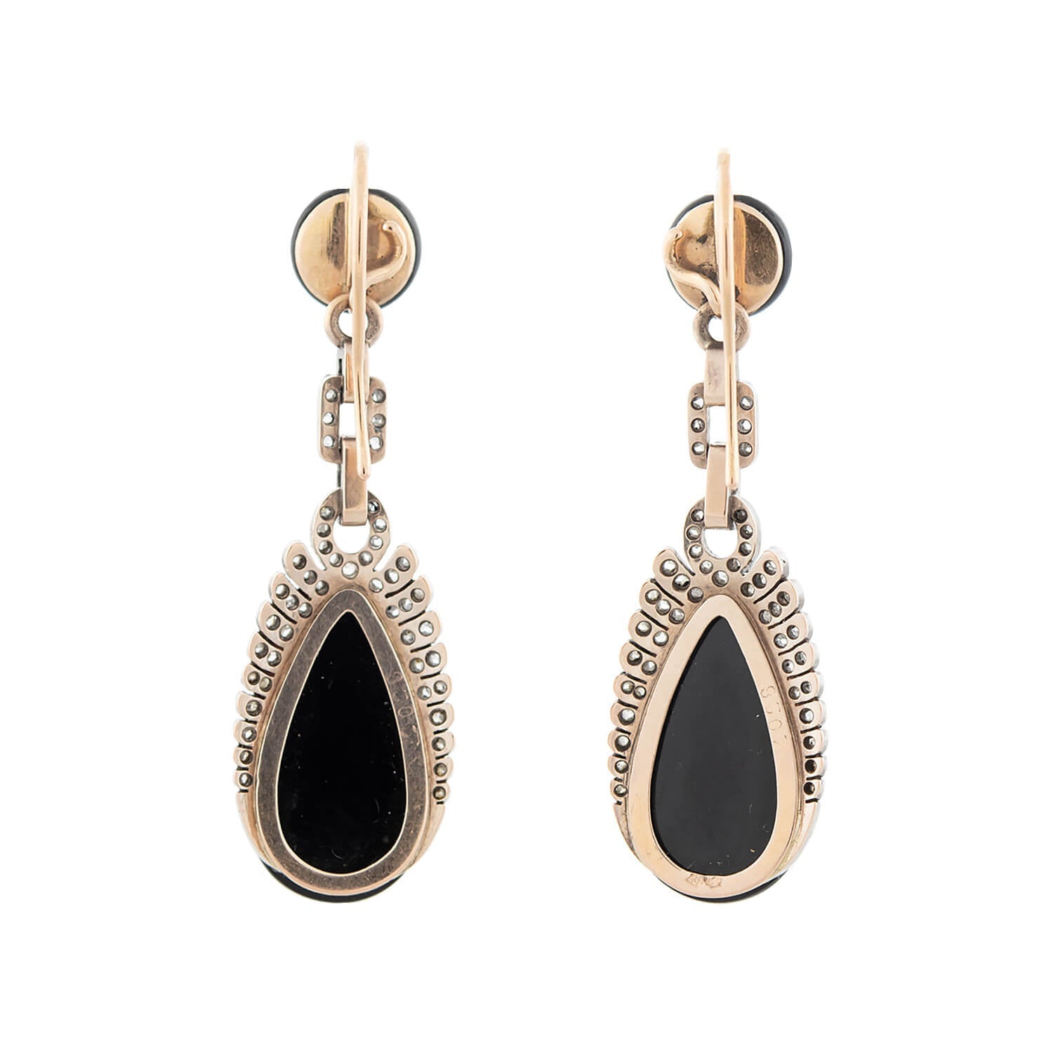 18K Gold & Sterling Silver Victorian French Style Diamond Onyx Earrings and Locket Pendant Set - Elegant Day to Night Jewelry for Weddings, Parties & Special Occasions