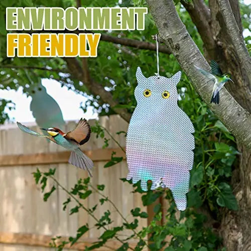 Owl Bird Repellent Reflective Holographic Scare Tape - 2 Pack for Garden, Farm & Outdoor Pest Control - Durable & Weatherproof Bird Deterrent