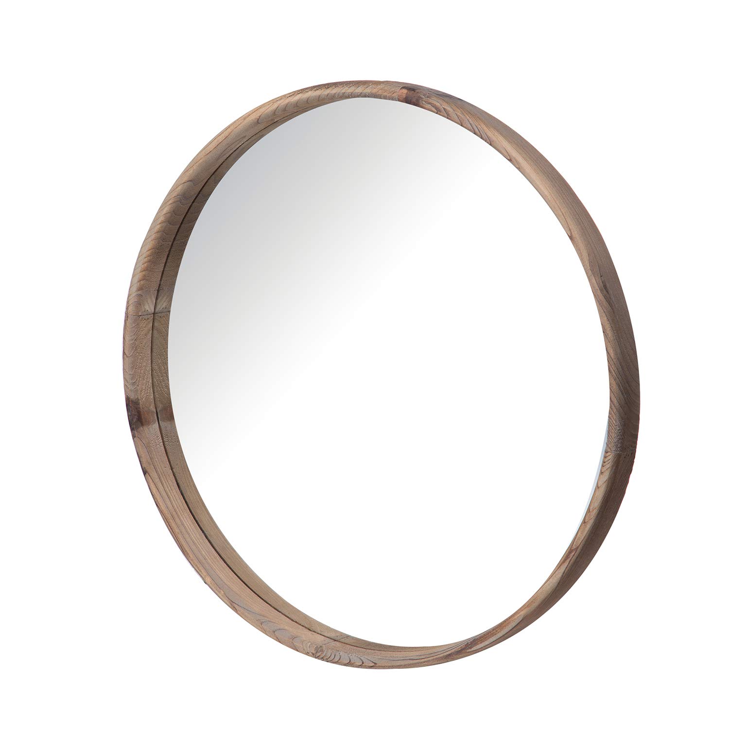 A&B Home 28 Inch Round Wood Mirror - Natural Modern Wall Mirror for Bathroom, Foyer & Living Room Decor - Perfect for Home Decor, Bedroom Accent & Entryway Styling
