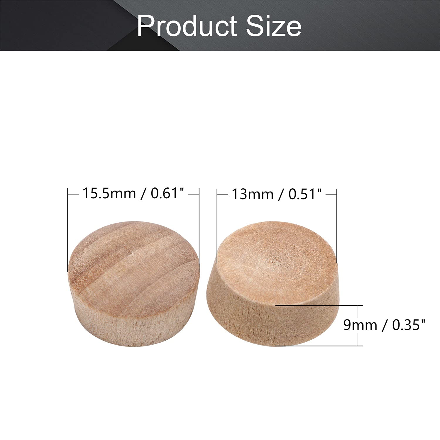MroMax 25Pcs Cherry Hardwood Furniture Button Plugs - 0.51