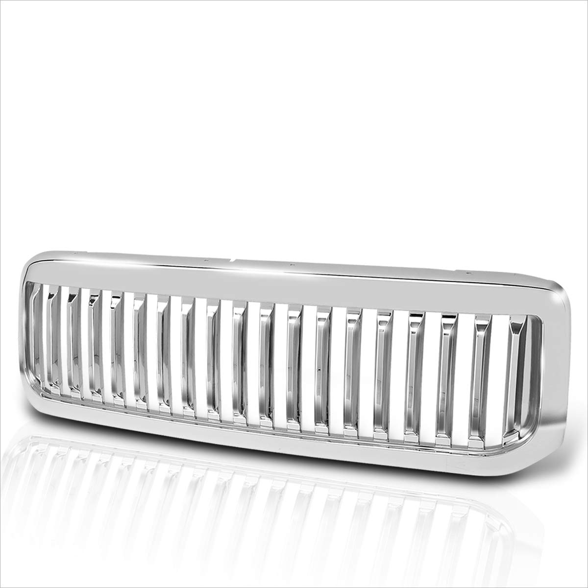 Chrome Vertical Fence Style Front Bumper Grille for 1999-2004 Ford F250 F350 F450 F550 Super Duty Trucks - Heavy Duty Replacement & Off-Road Upgrade