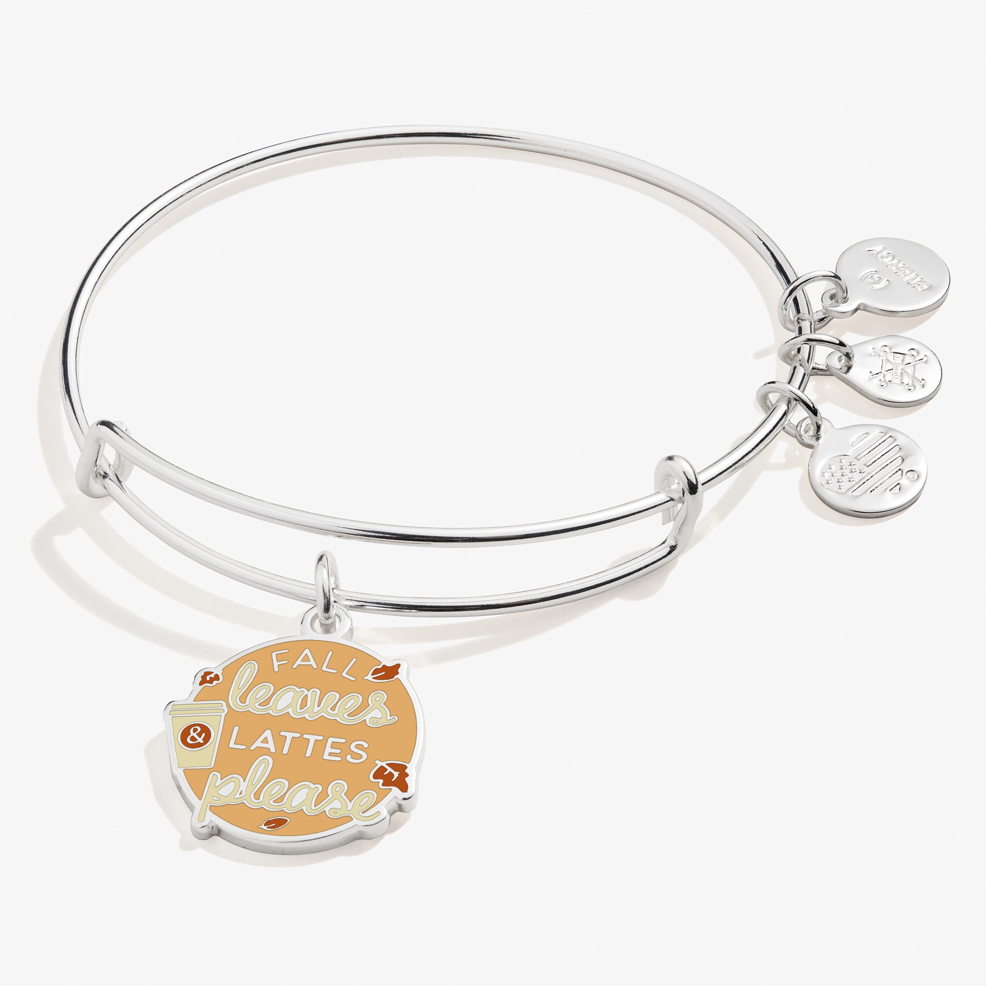Fall Leaves and Lattes Please Charm Bangle Bracelet - Stylish Autumn Jewelry for Coffee Lovers, Perfect for Thanksgiving Gifts & Cozy Fall Outfits