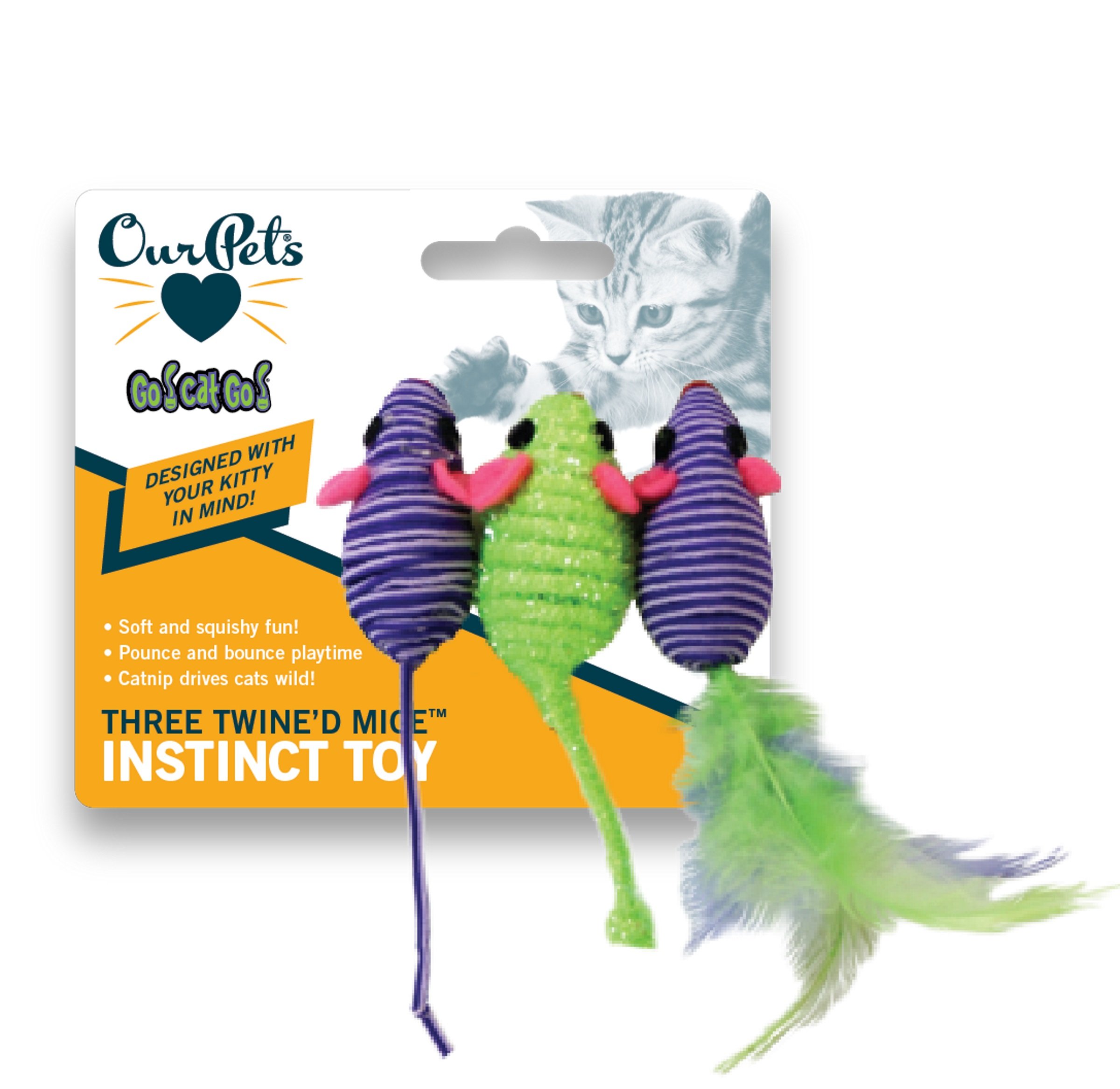OurPet's Three Twined Mice Catnip Toys for Indoor Cats - Fun Interactive Play for Kittens & Adult Cats - Perfect for Scratching, Chasing & Mental Stimulation