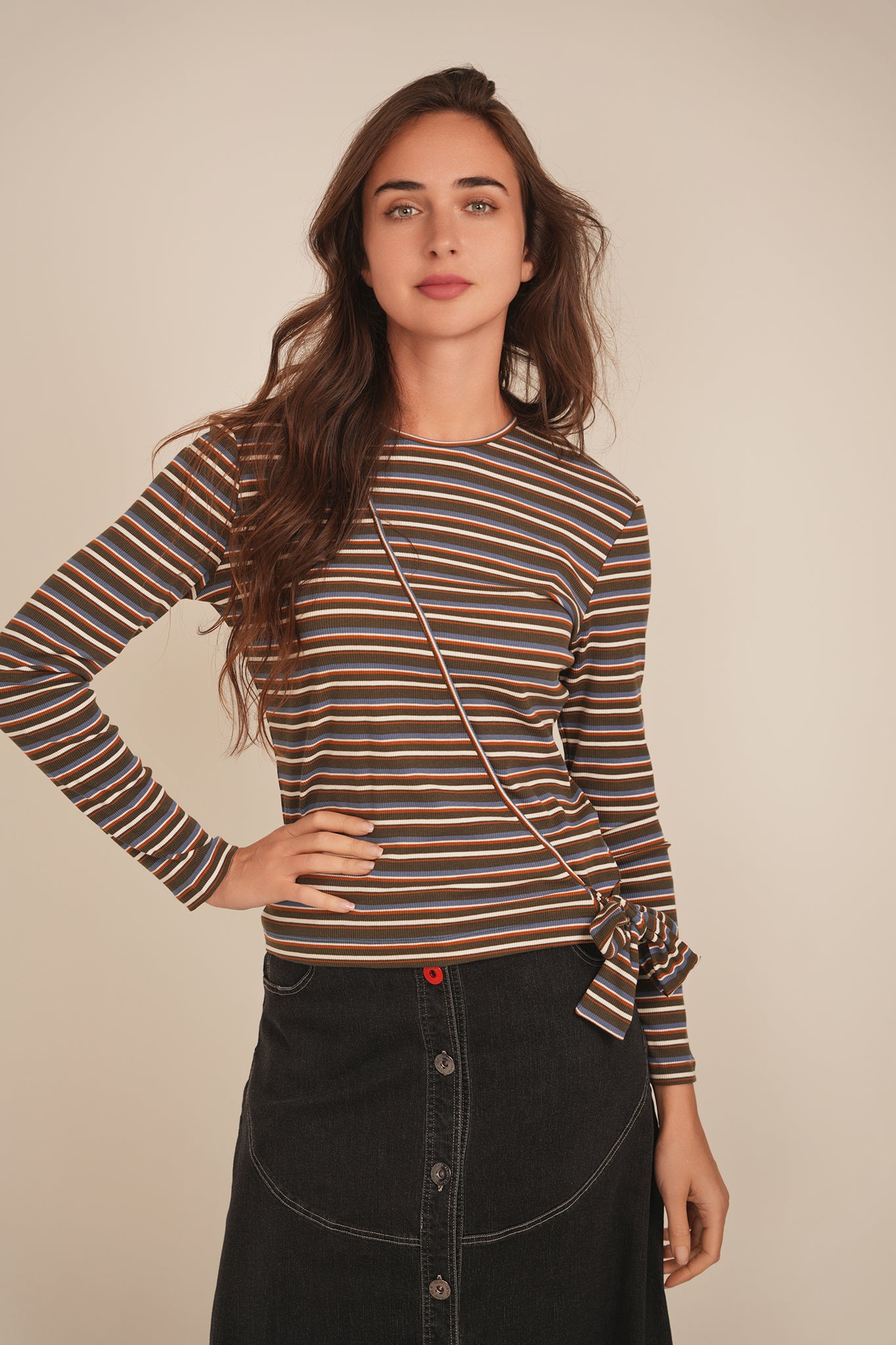 Stylish Striped Wrap Tee for Women - Trendy Casual & Layering Top - Perfect for Everyday Wear, Office Outfits and Weekend Brunch
