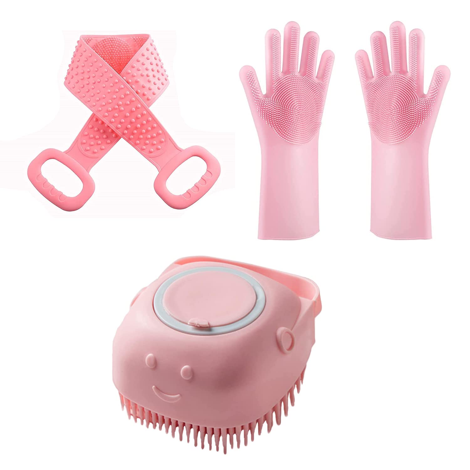 EQUVIA Pet Grooming Shampoo Dispenser Brush Set - 3-in-1 Silicone Bathing Kit (Brush, Gloves & Belt) for Dogs & Cats - Waterproof, Massaging & Easy Cleaning | Perfect for Home Pet Spa, Professional Grooming & Outdoor Bathing