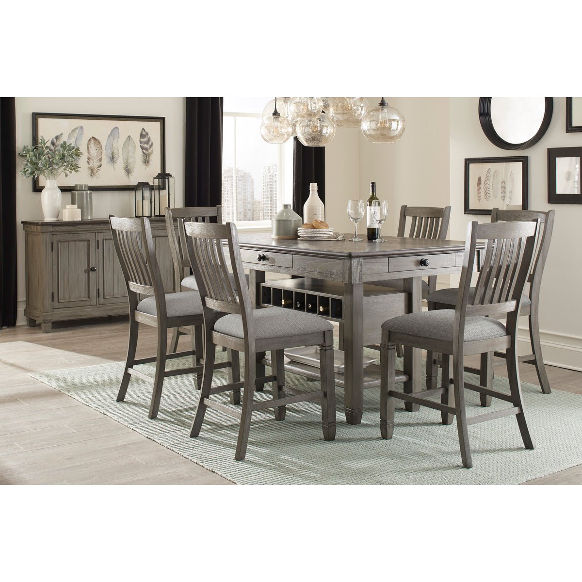 Granby Grey Counter Height Bar Stools Set of 2 - Modern Kitchen Island Chairs for Dining & Entertaining - Durable & Comfortable Counter Stools for Home, Cafe, or Restaurant Use