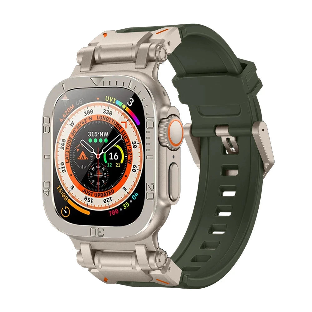 Durable Silicone Band with Stainless Steel Case & Tempered Glass - Perfect for Outdoor Sports, Fitness & Everyday Wear