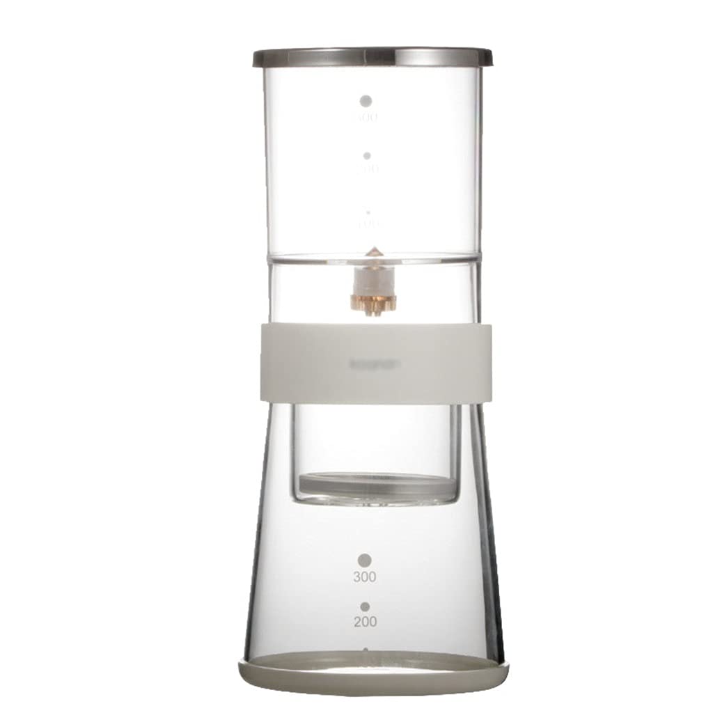 Premium Stainless Steel Cold Brew Coffee Maker with Glass Pitcher & Fine Filter - 300ml/10.1oz Iced Coffee & Tea Brewer for Home, Office & Outdoor Use