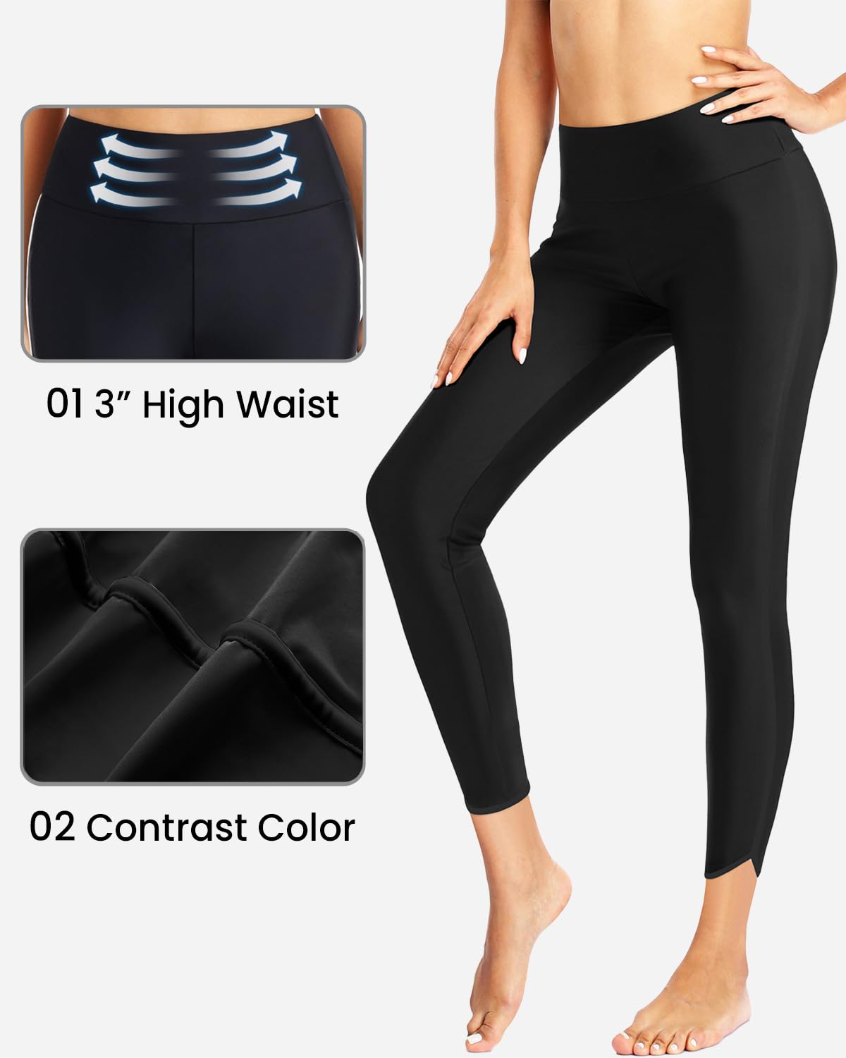 Holipick Women's High Waisted Swim Pants - UPF 50+ Rash Guard Leggings for Swimming, Surfing & Beach Activities
