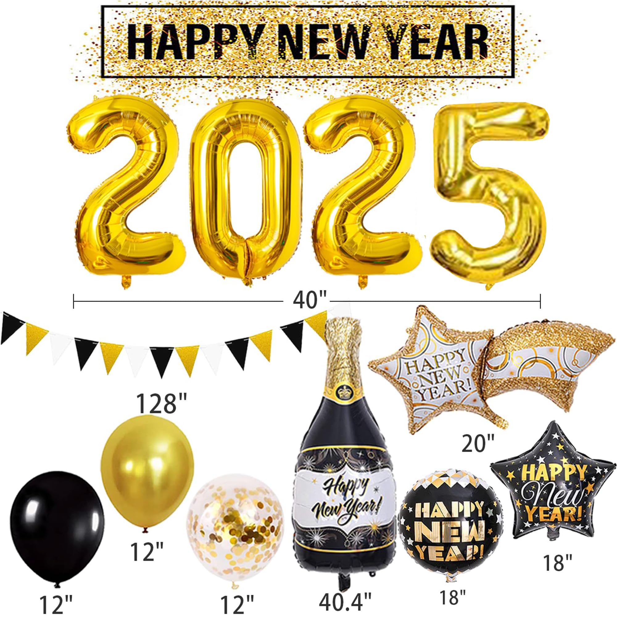 2025 New Year's Eve Party Decorations Kit - Happy New Year Balloons, Banners & Supplies for Adults & Kids | NYE Celebration, Countdown Party, Home & Office Decor