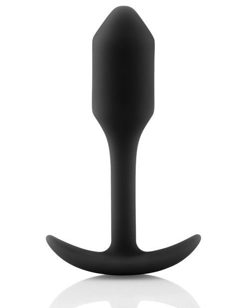 B Vibe Snug Plug 1 - Weighted Silicone Anal Plug for Beginners - Black - Comfortable Wear for Extended Play & Training