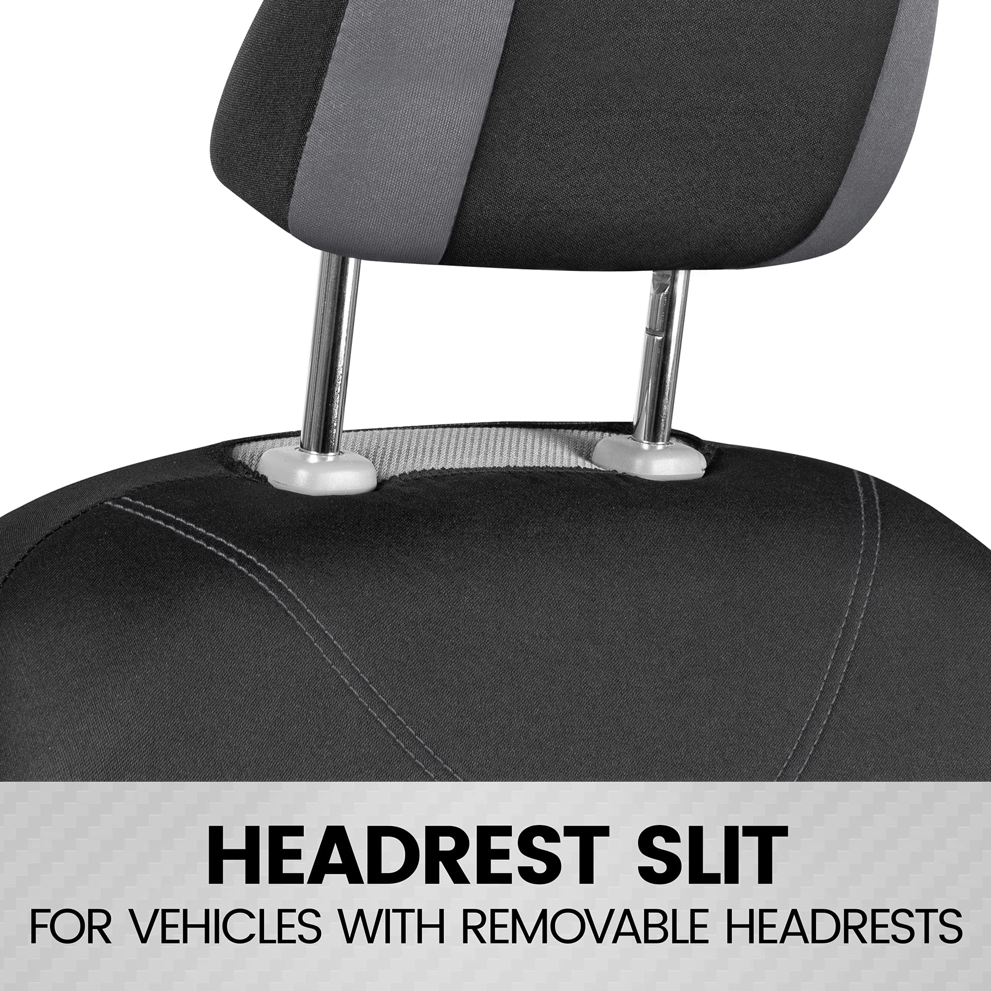 BDK UltraSleek Gray Car Seat Covers Set for Auto/Truck/SUV - Premium Interior Accessories for Driving Comfort