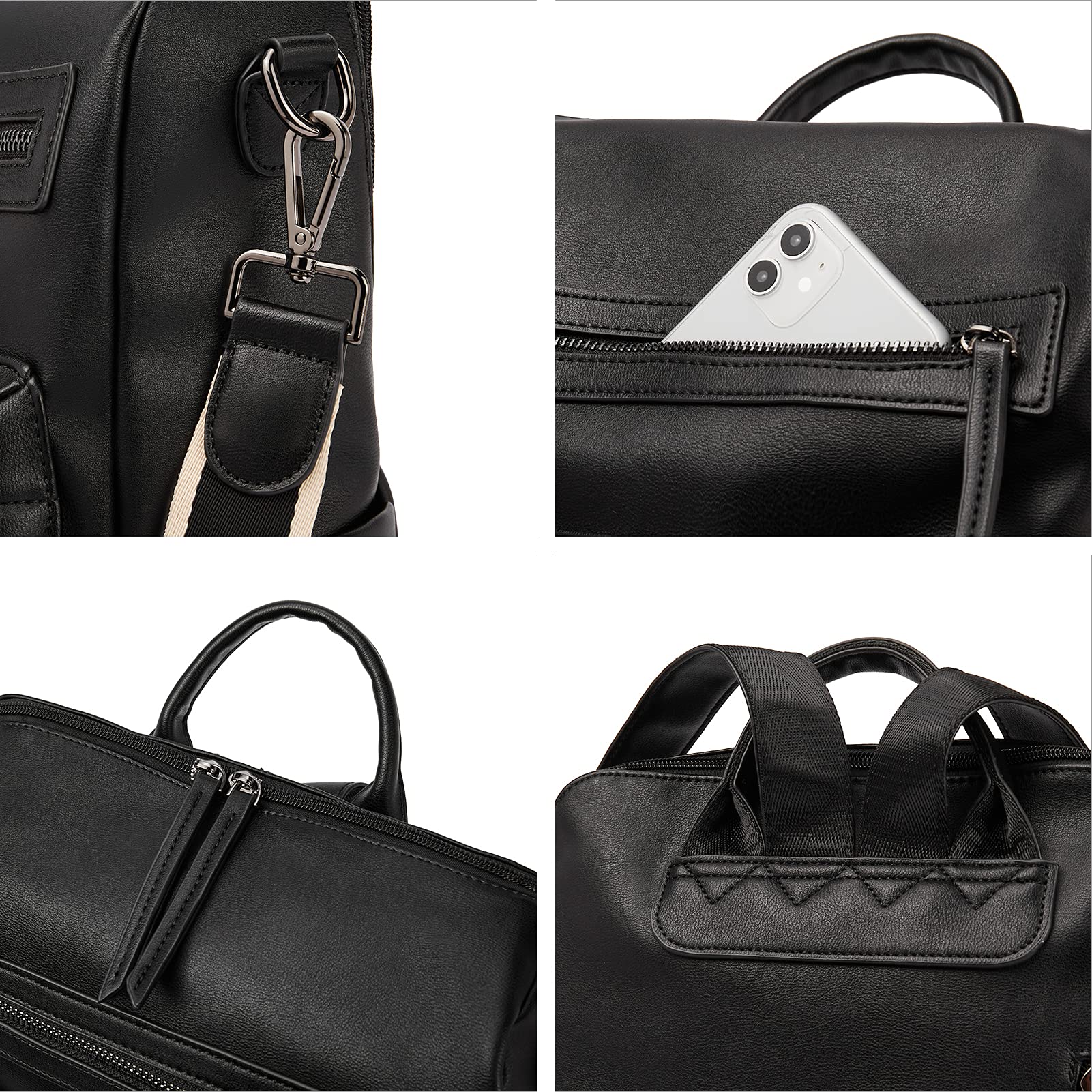 BROMEN Women's Fashion Leather Backpack Purse - Large Designer Travel Shoulder Bag for Work, Commute & Weekend Getaways