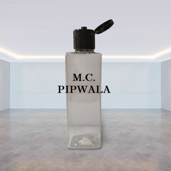 M.C. PIPWALA 100ml Empty PET Clear Square Black Flip Top Plastic Bottles - 12 Pack | Leakproof Cosmetic Travel Containers & Squeeze Bottles for Essential Oils, Lotions, Shampoo, DIY Beauty Products