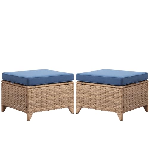 Yellow Wicker / Blue Cushion
