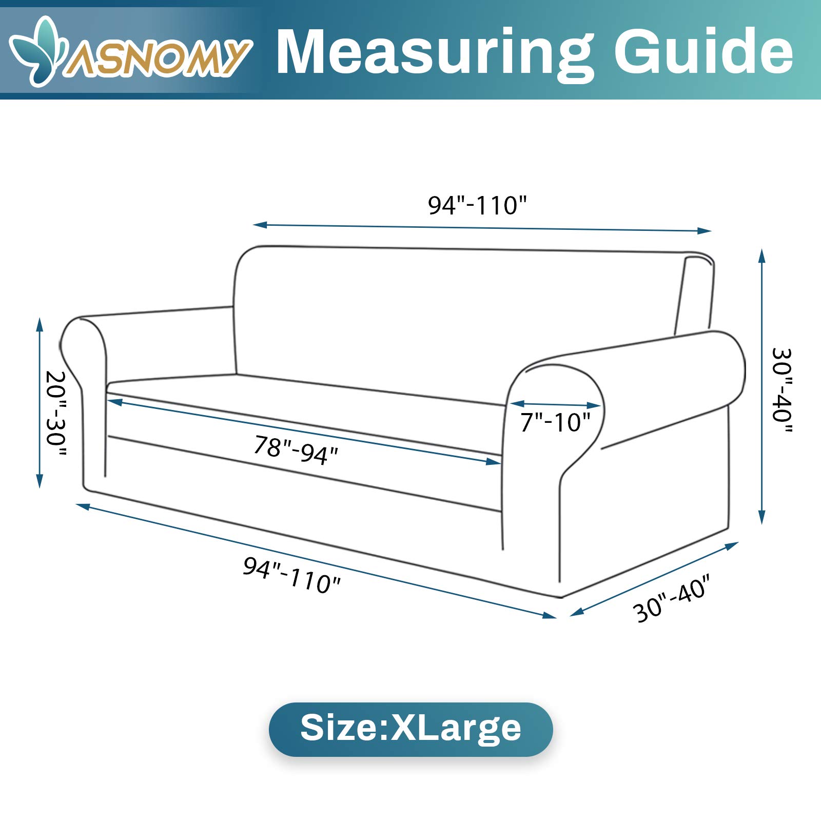 Stretch Sofa Slipcover for 3-Cushion Couch - Pet Proof Furniture Protector - Spandex Jacquard Fabric with Small Checks - X-Large Size in River Blue - Perfect for Living Room, Family Room & Pet-Friendly Homes
