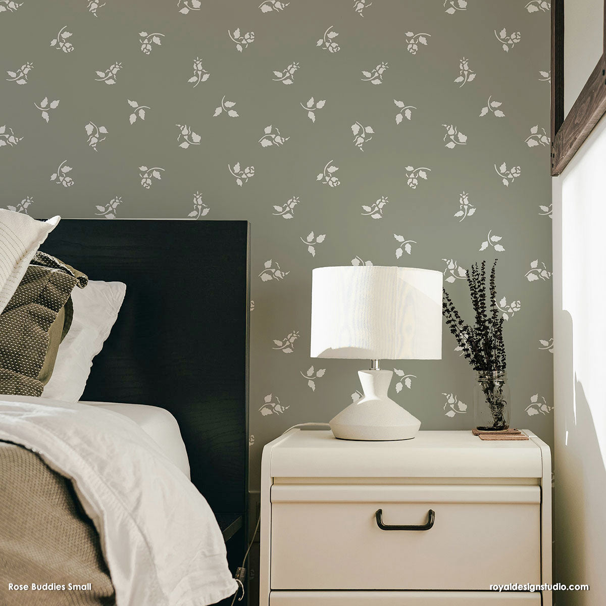 Rose Buddies Floral Stencil Set for Furniture & Wall Decor - DIY Home Painting & Craft Projects
