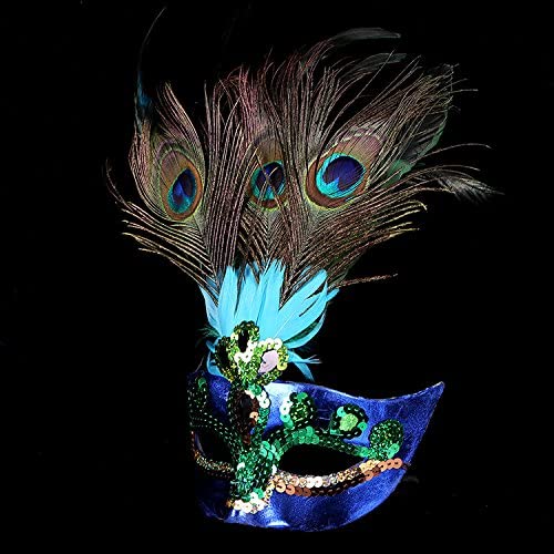Elegant Peacock Feather Masquerade Mask for Women & Girls - Perfect for Mardi Gras, Halloween, Costume Parties & Venetian Balls