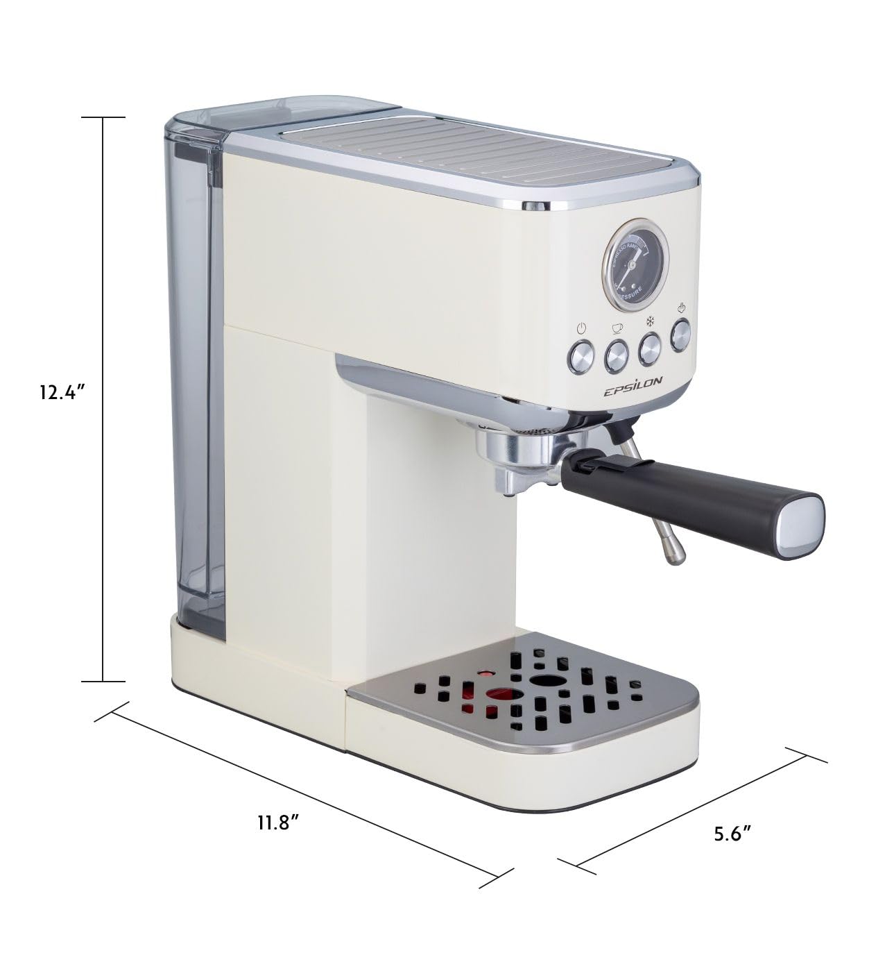 Premium Epsilon 20-Bar Espresso Coffee Machine with Milk Frother & Steam Wand - Compact Stainless Steel Coffee Maker for Hot/Iced Coffee & Cold Brew - 1.2L Removable Water Tank - Perfect for Home, Office & Small Cafes