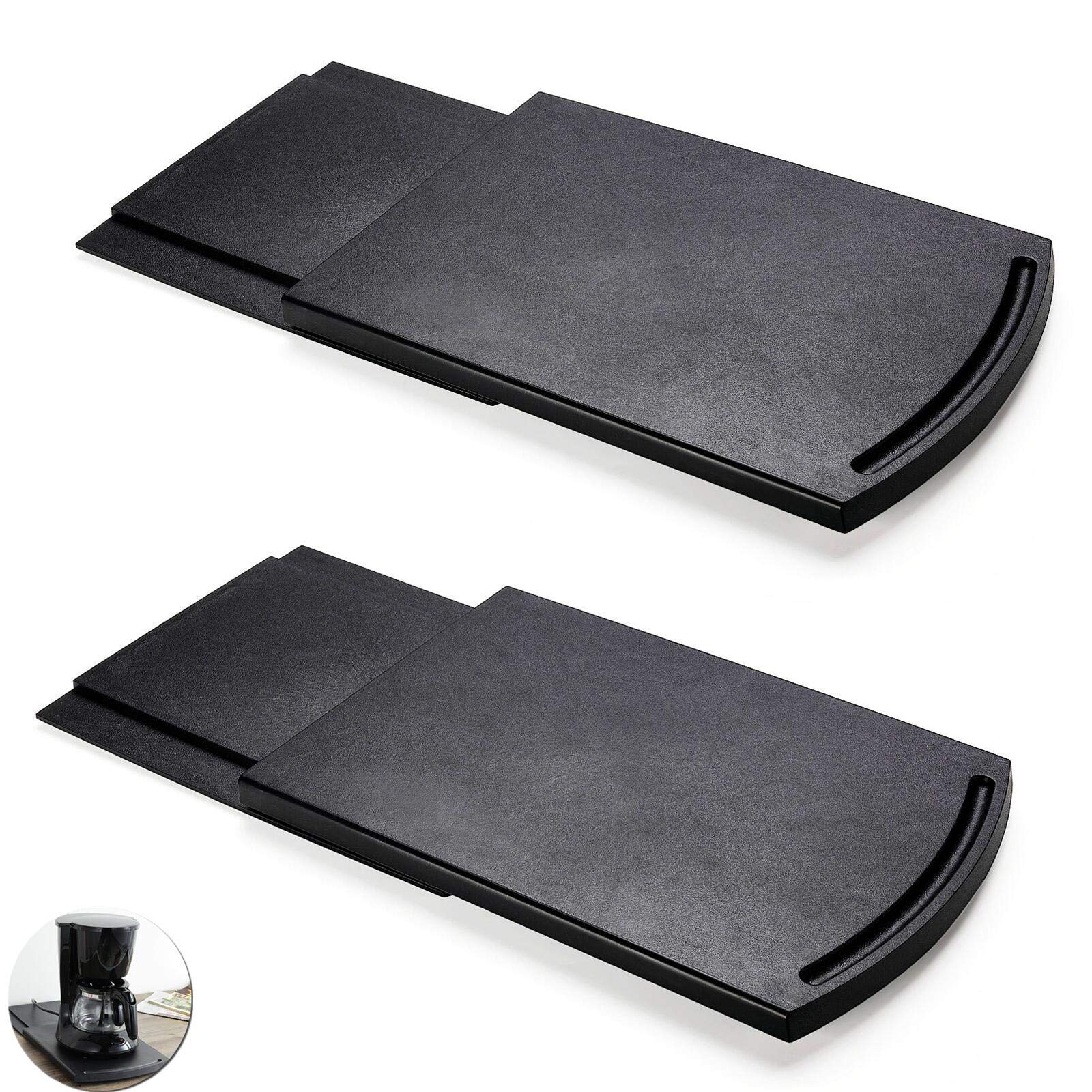 2 Pack Black ABS Sliding Coffee Maker Tray - 12