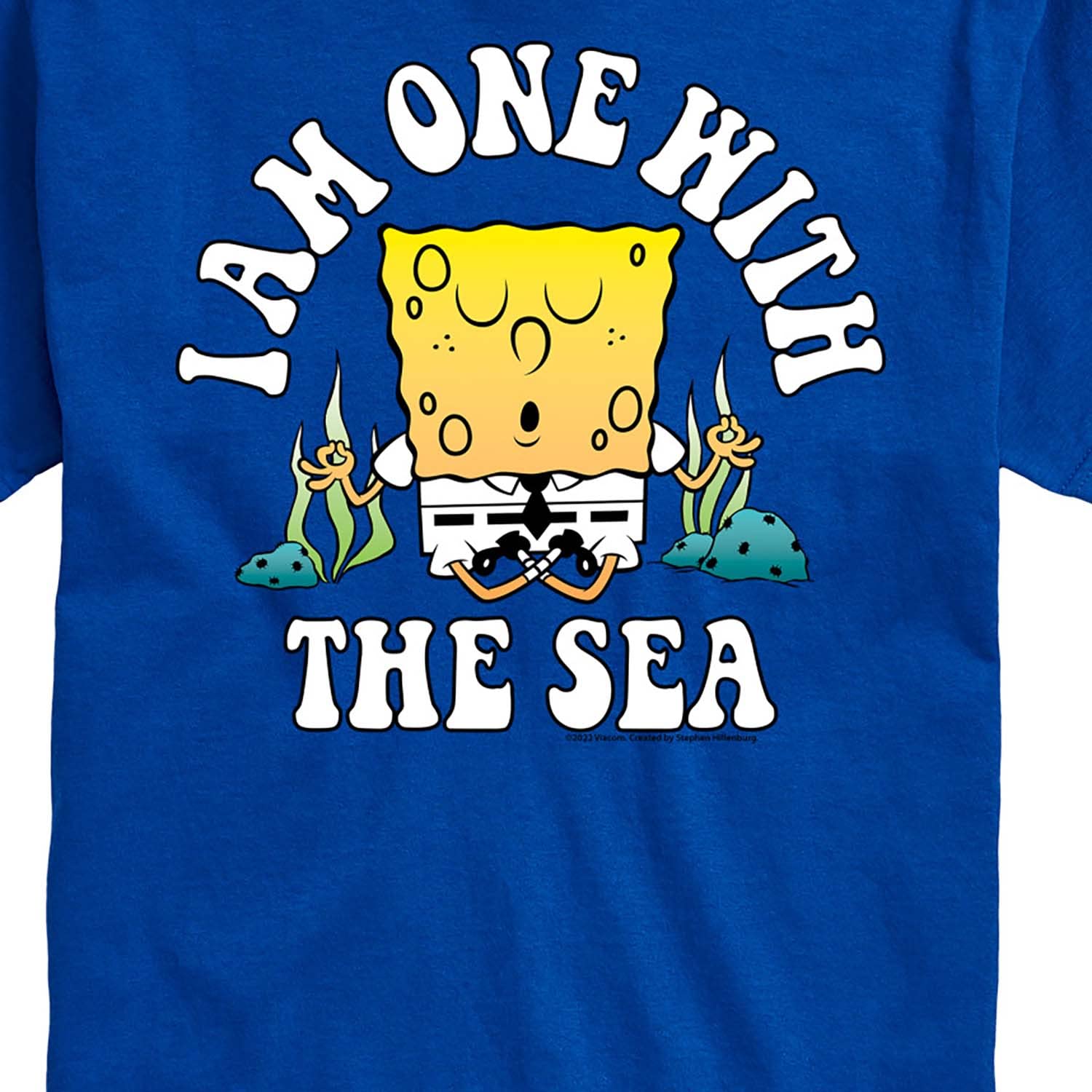 HYBRID APPAREL Spongebob Squarepants 'I'm One with The Sea' Men's Graphic T-Shirt - Soft Cotton Short Sleeve Tee for Casual Wear, Beach Outings & Cartoon Lovers