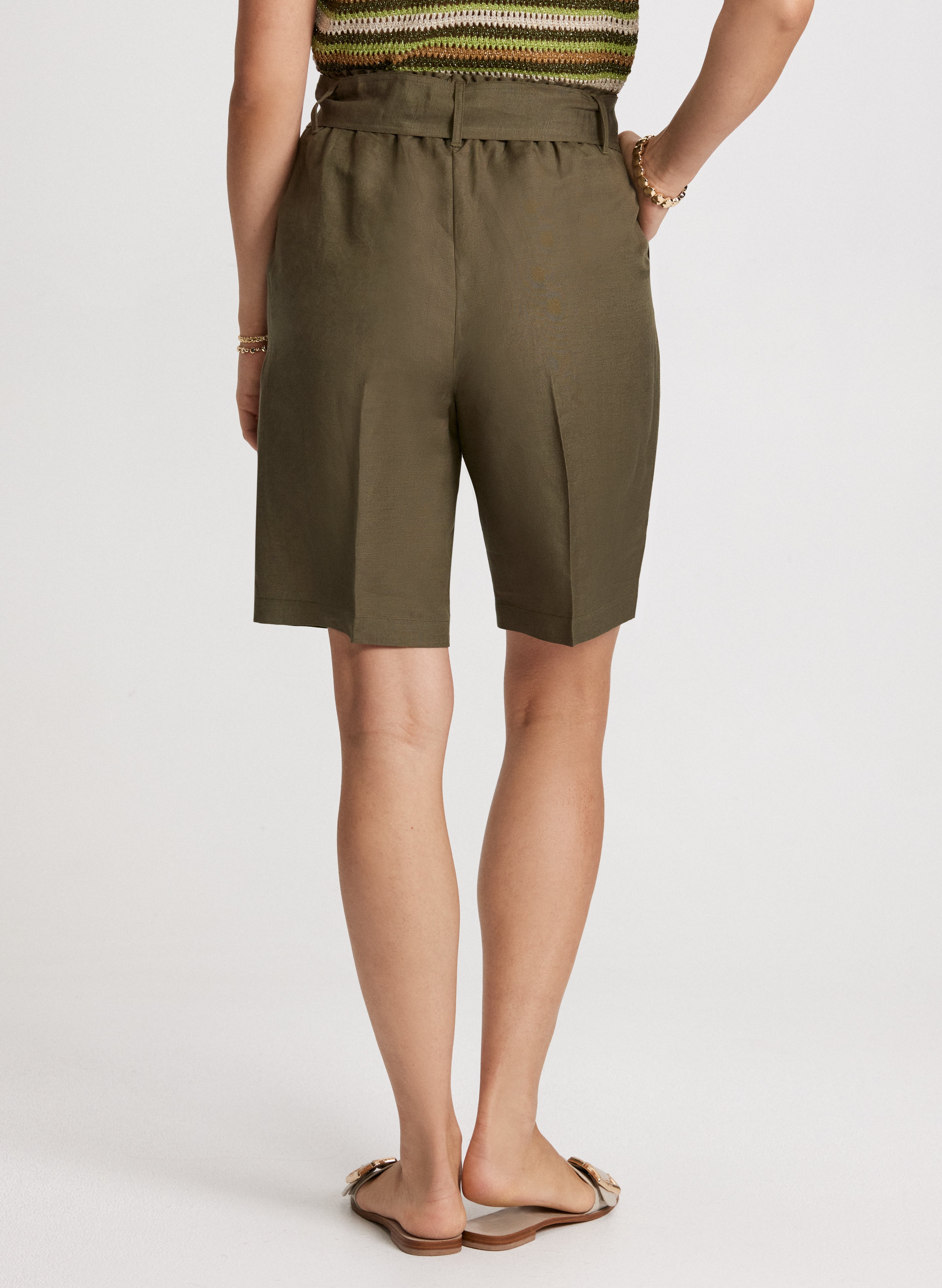 Stylish Belted Linen Blend Shorts for Women - Comfortable Summer Casual Wear - Perfect for Beach, Vacation and Everyday Outfits