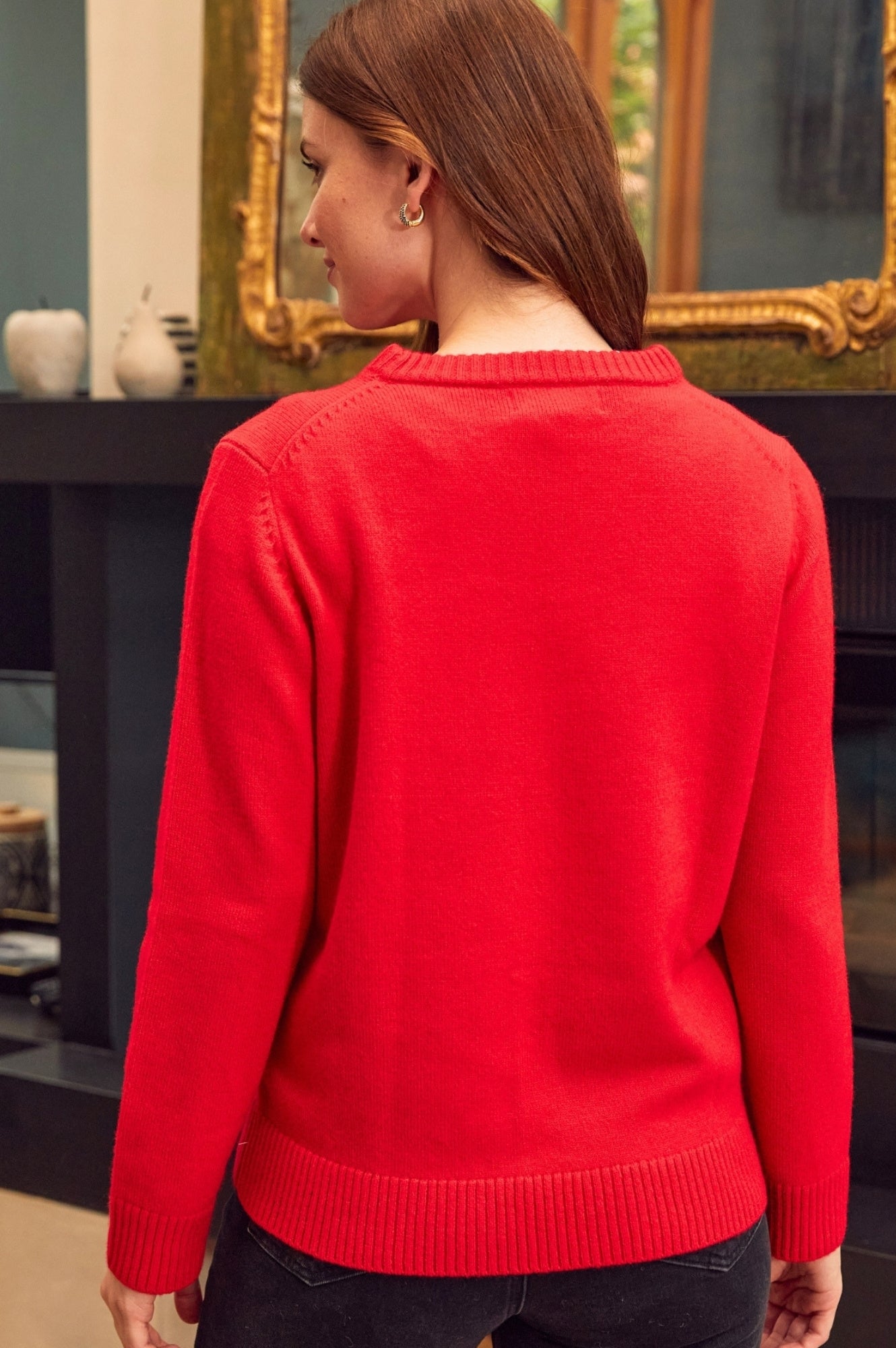 Premium Merino Wool Polar Bear Sweater for Women & Men - Soft & Warm Red/Cream Knit Pullover - Perfect for Winter, Christmas & Cozy Outfits