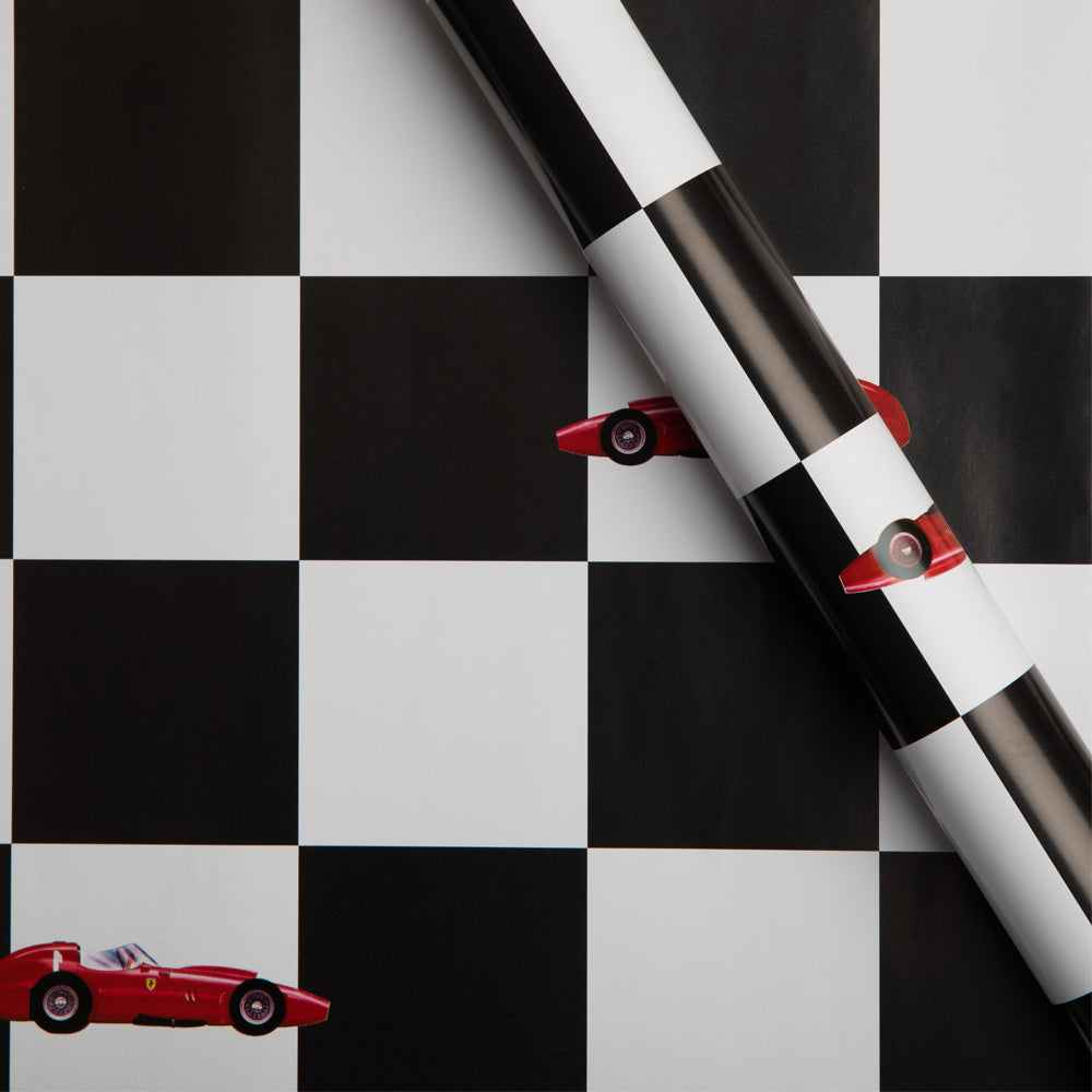Vintage Black and White Race Car Kids Wrapping Paper - 20 or 40 Sheets Set - Perfect for Birthday Parties, Baby Showers & Gift Wrapping