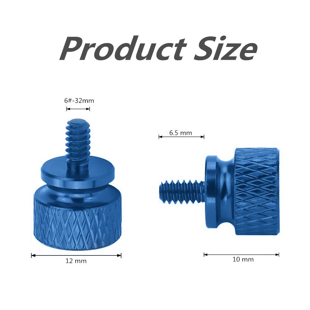 10-Pack Sky Blue Anodized Aluminum Thumbscrews (6-32 Thread) for PC Case, Power Supply, PCI Slots & HDD - DIY Computer Modding & Aesthetic Upgrade - Perfect for Gaming Rigs & Custom PC Builds