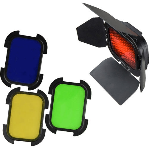 Godox AD200 Studio Flash Barndoor & Color Gel Kit - Perfect for Portrait, Product, and Fashion Photography
