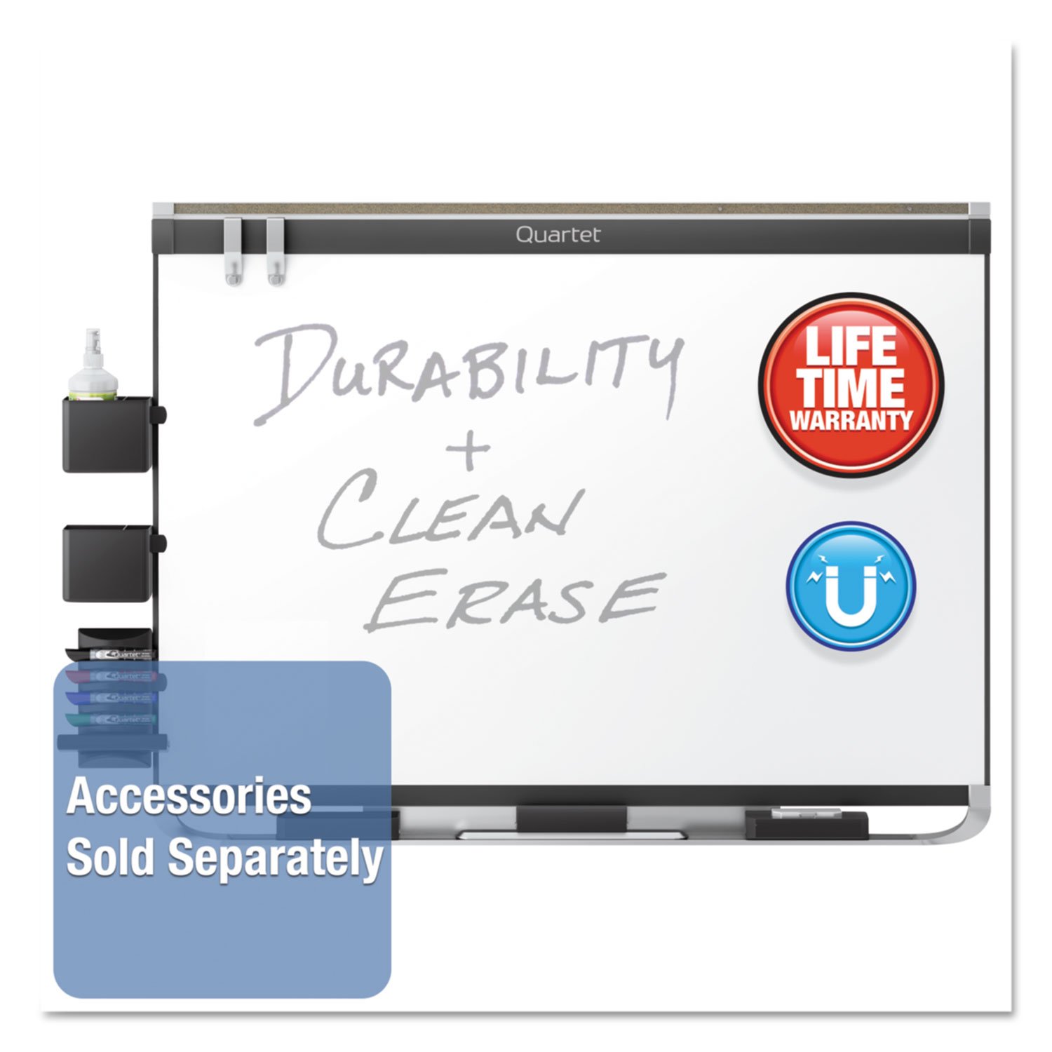 Quartet Magnetic Whiteboard 4' x 3' - Porcelain Dry Erase Board with Graphite Frame | Premium Office & Classroom Whiteboard for Presentations, Teaching & Home Organization (P554GP2)