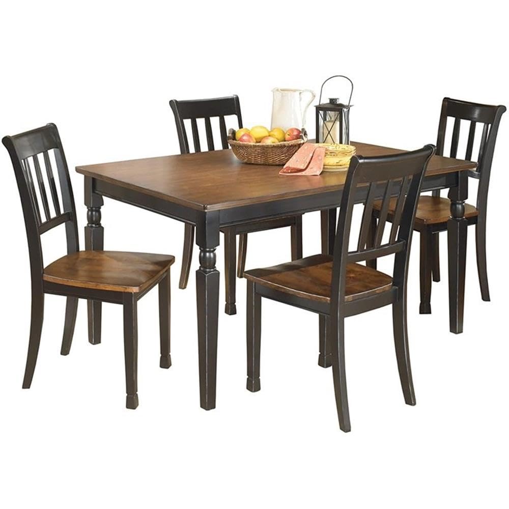 BOWERY HILL Solid Hardwood Rectangular Dining Table - Two-Toned Black & Brown - Perfect for Modern Dining Rooms, Kitchens & Open Concept Living Spaces