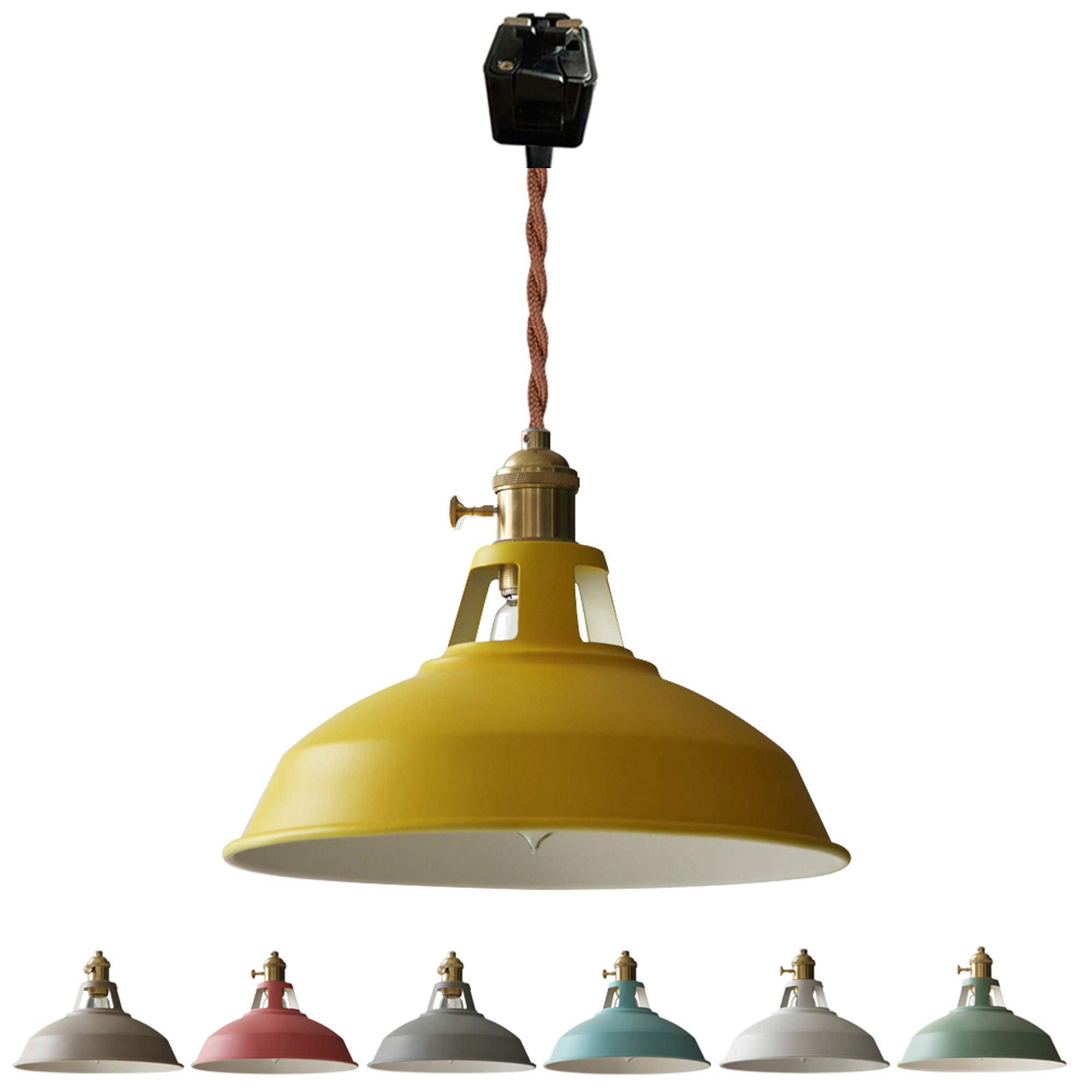 Vintage Iron Juno-Style Track Pendant Light - 2.95ft Cord with Macaron Yellow Shade | Adjustable Hanging Fixture for Kids Room, Nursery & Playroom Decor | Bulbs Not Included (Customizable Length & Color)