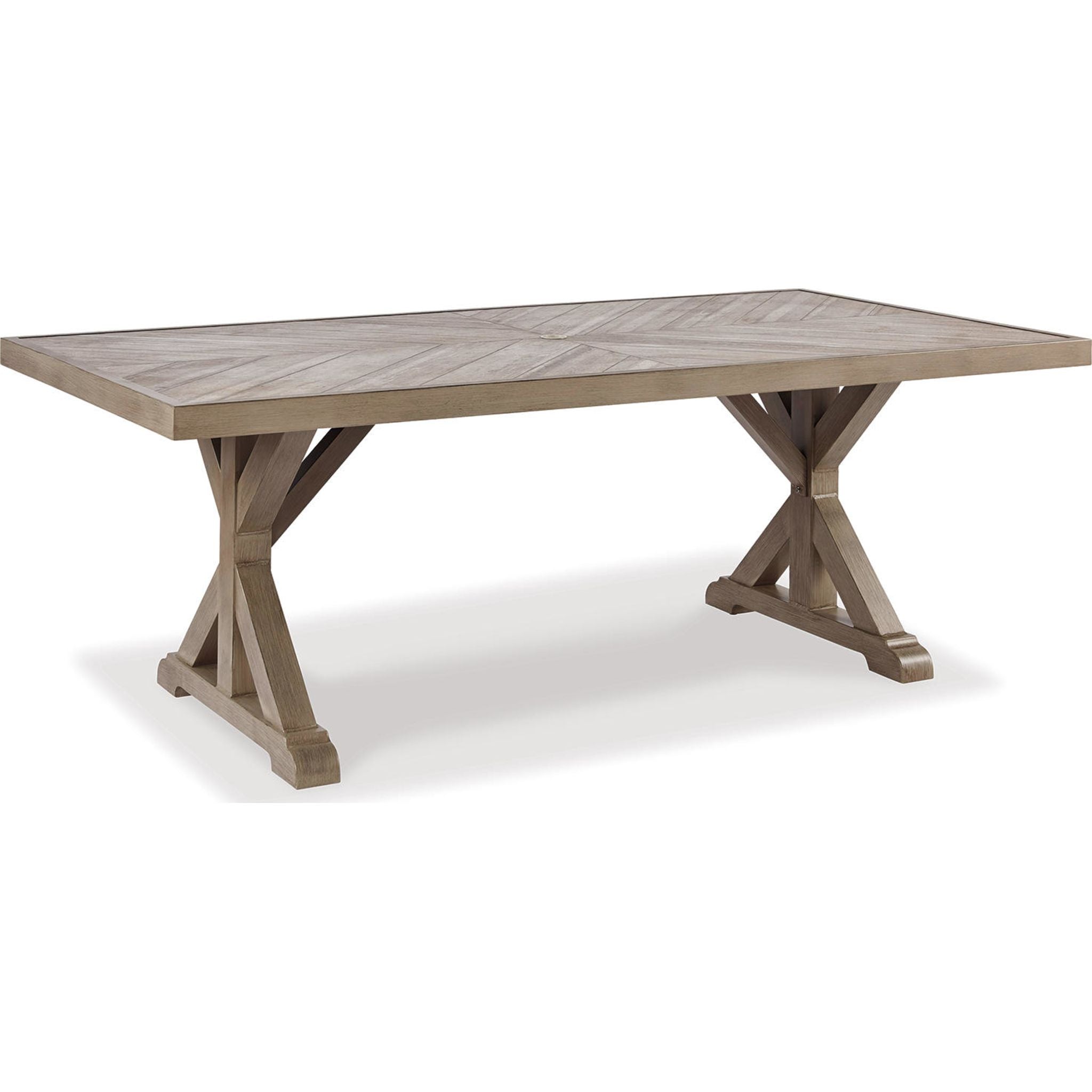Beachcroft Outdoor Rectangle Dining Table - Weather-Resistant Beige Patio Furniture for Backyard, Garden & Poolside Dining