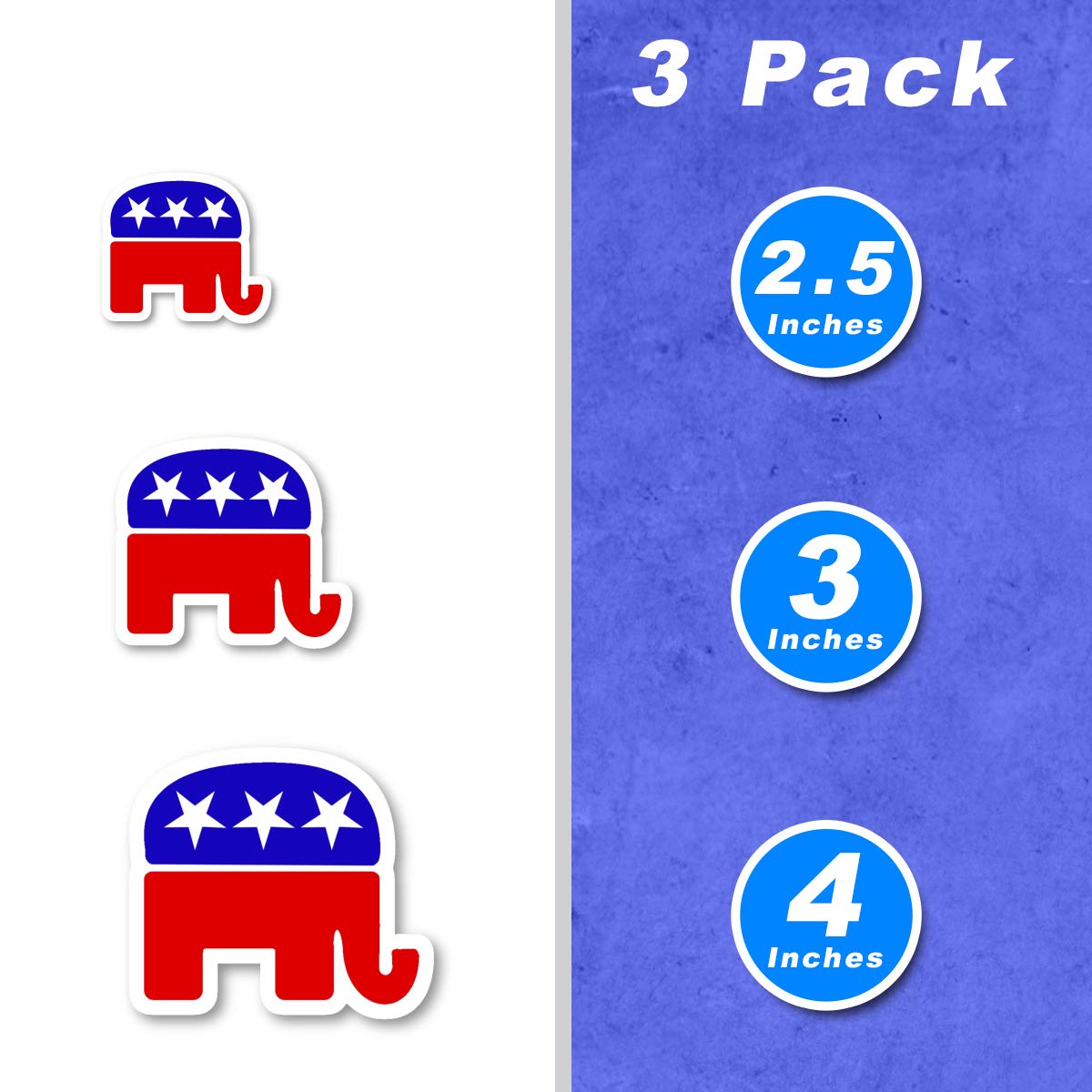 Republican Elephant Stickers - 3 Pack (2.5