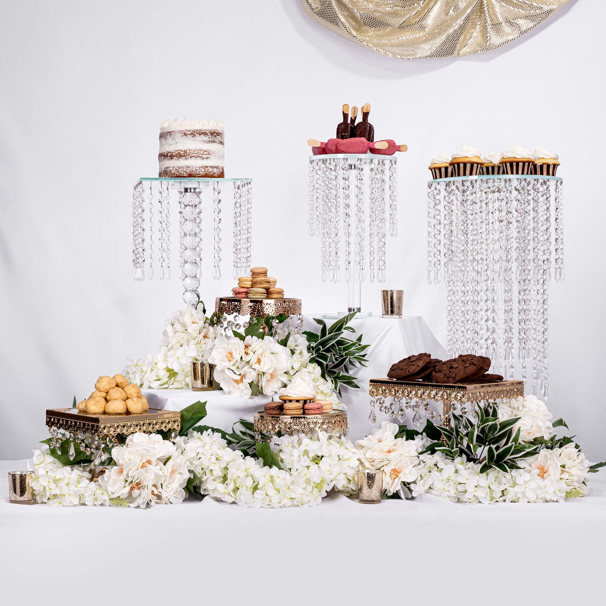 Elegant Round Sparkling Crystal Chandelier Cake Stand - 26.75