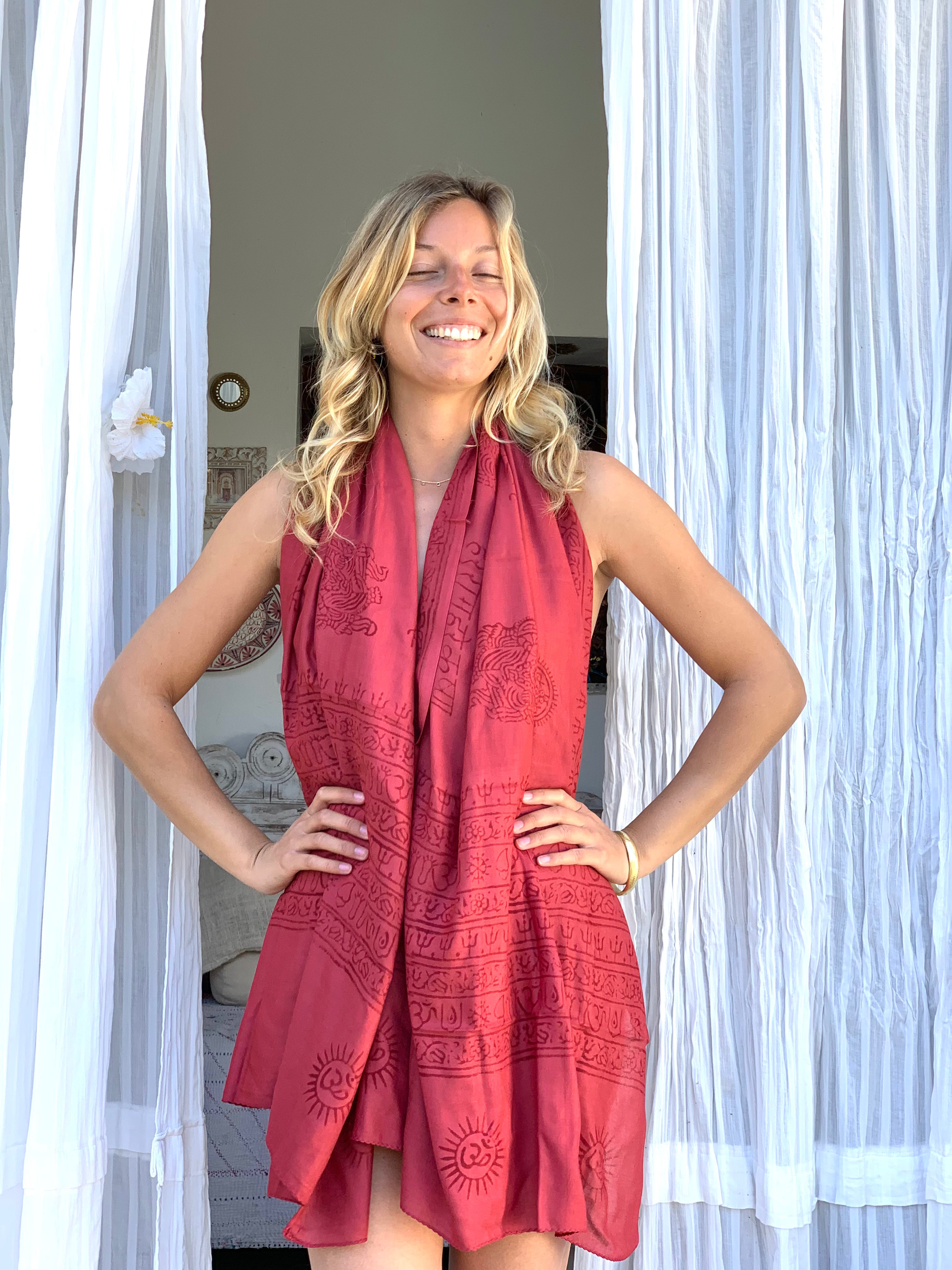 Large Size Om Print Sarong Pareo Shawl - Perfect for Beach, Pool, and Summer Outfits